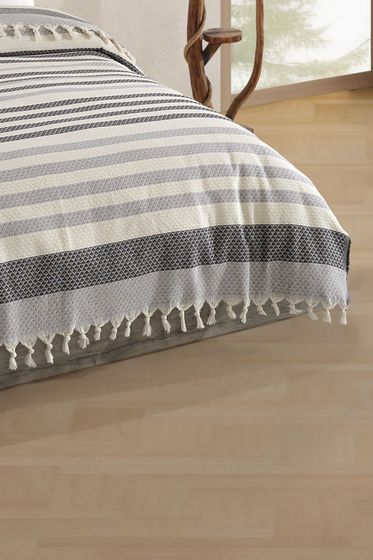 Çift Kişilik Natural Yatak Örtüsü Pike 210x240