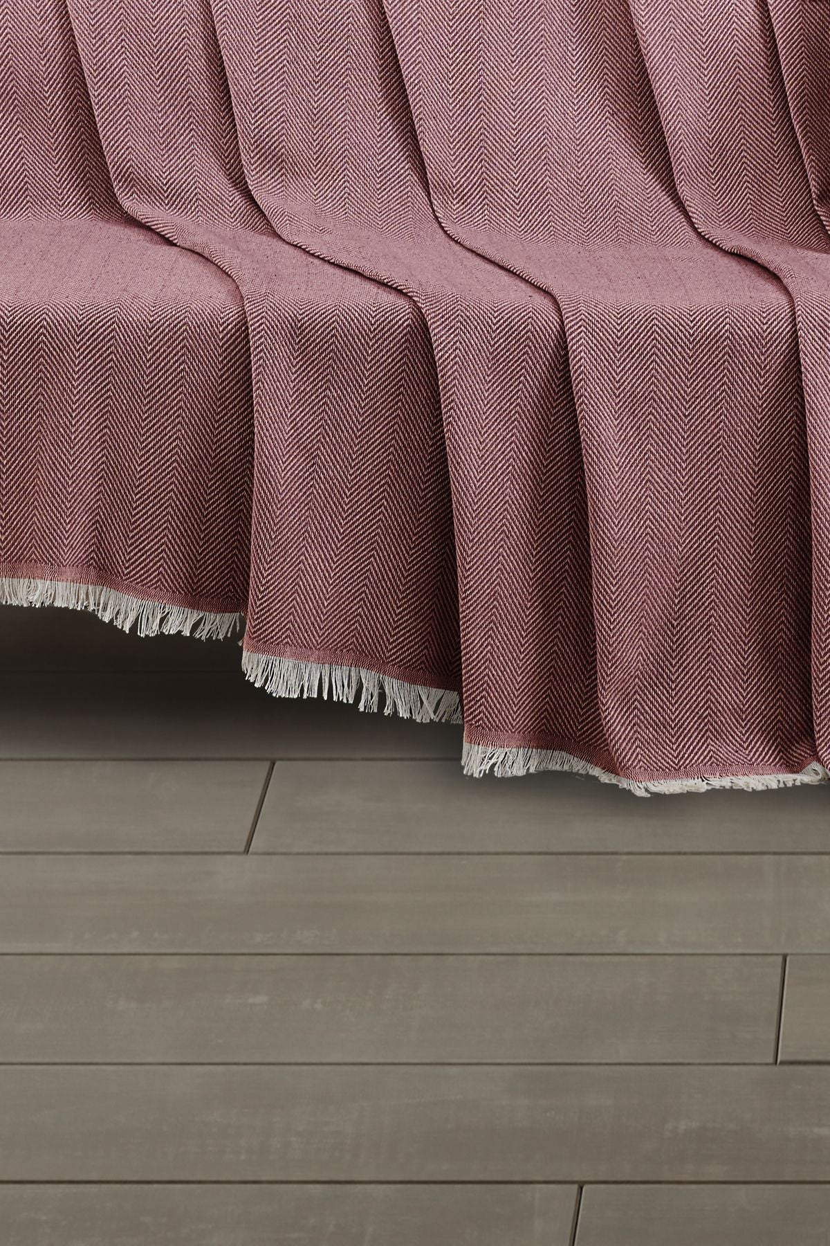 Saçaklı Koltuk Örtüsü | Koltuk Şalı 180x210cm Pamuk Bordo