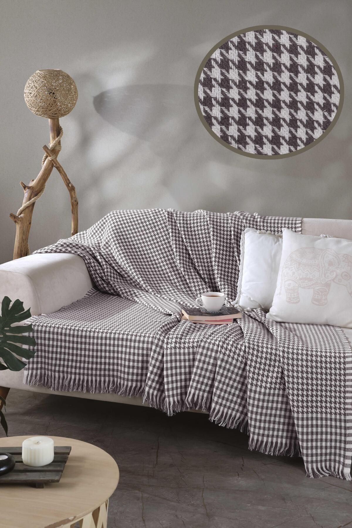 170x210 Kazayağı Antrasit Koltuk Örtüsü