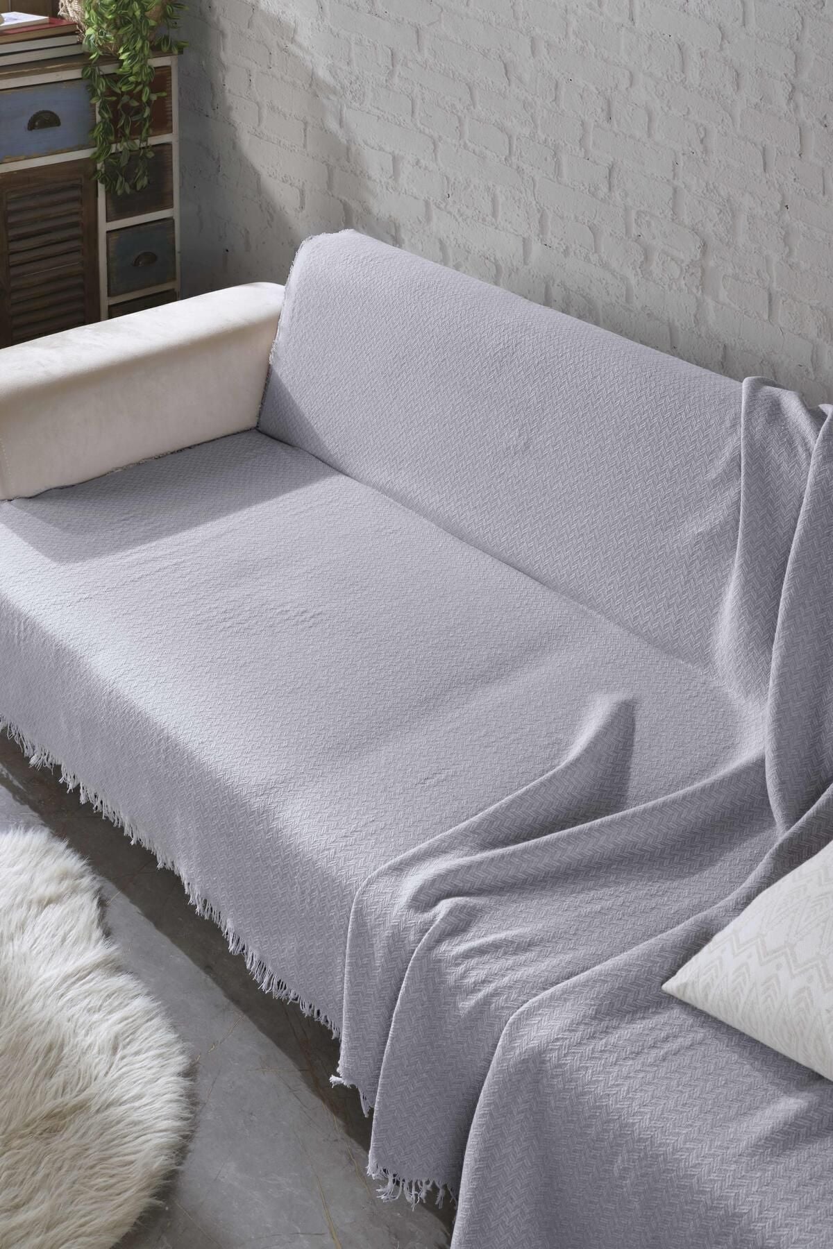 170x210 Zikzak Siyah Koltuk Örtüsü Siyah