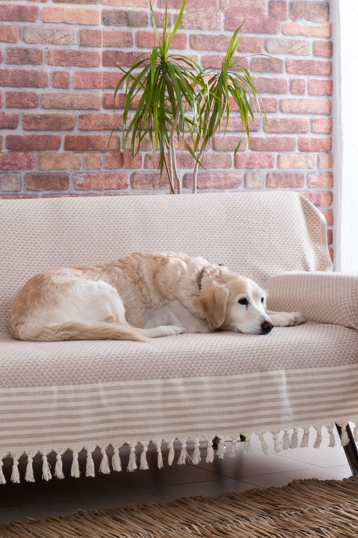 Yıldız Bordürlü Yeşil Koltuk Örtüsü | Koltuk Şalı 180x210 Pamuk