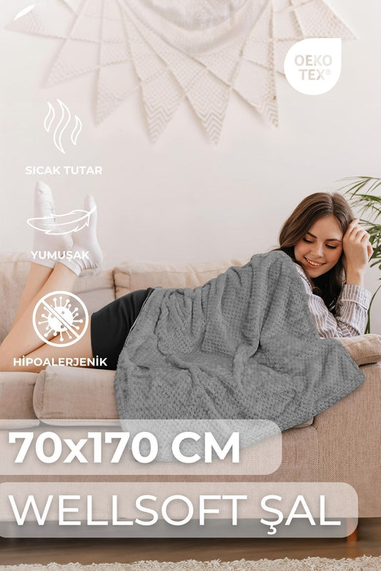 Wellsoft Şal, TV Battaniyesi – Sıcak, Yumuşak ve OEKO-TEX Sertifikalı Hipoalerjenik 70x170 cm