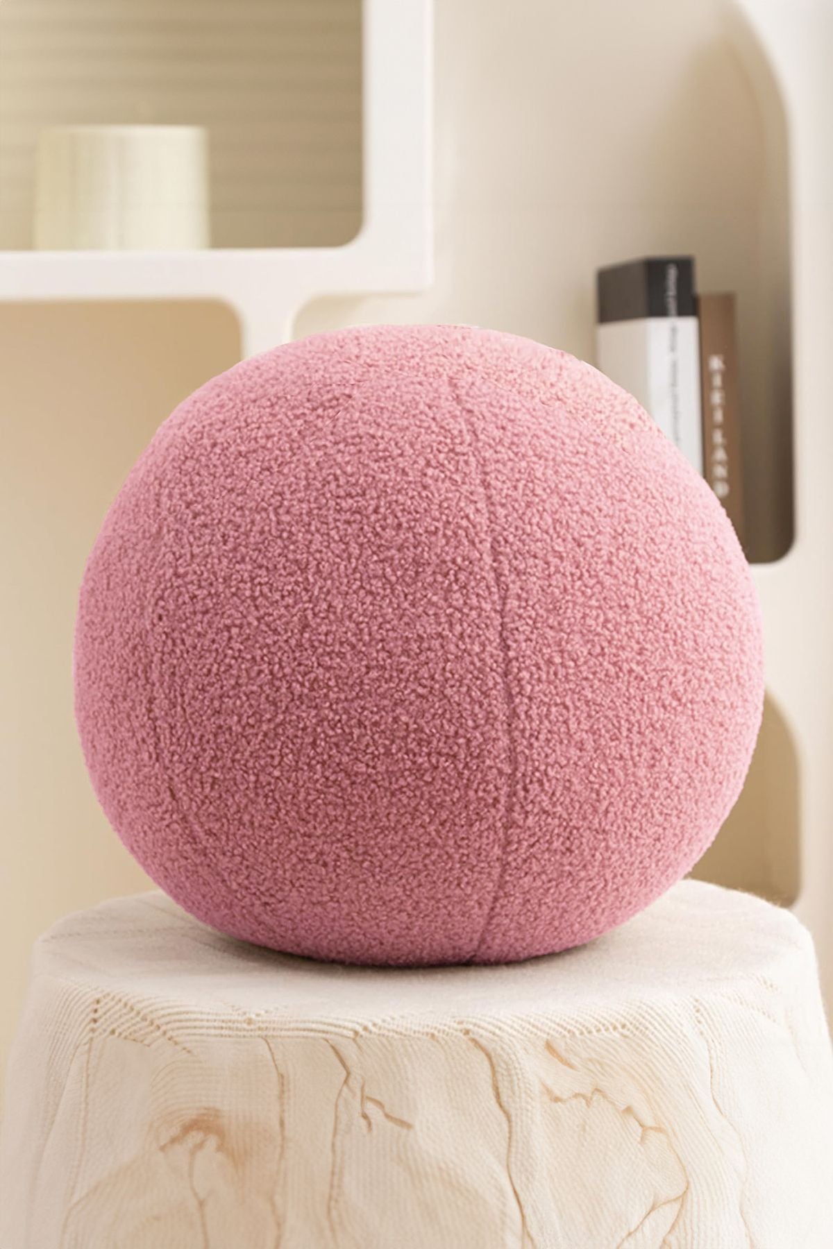 Top Kırlent Yastık - 35 cm Peluş | Teddy | Dekoratif | Şık Tasarım | Yumuşak