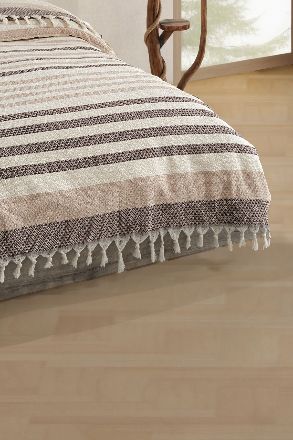 Çift Kişilik Natural Yatak Örtüsü Pike 210x240