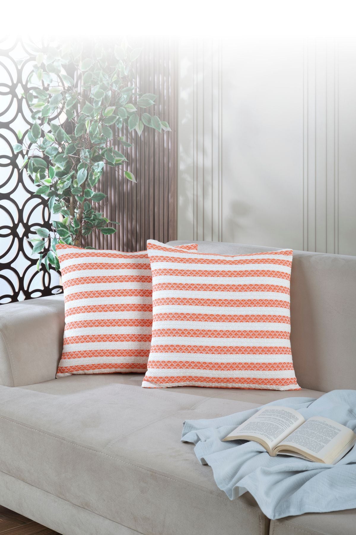 Summer 2'li Kırlent Kılıfı Dekoratif Yastık Kılıfı 45x45 Fermuarlı Yeşil