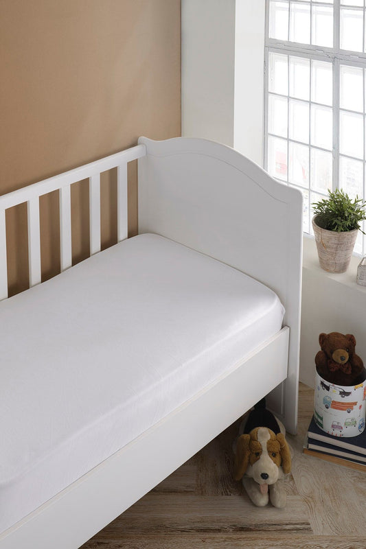 Bebek-çocuk Organik Pamuk Lastikli Penye Çarşaf 60x120 - 70x140 Uyumlu Beyaz