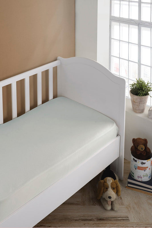 Bebek-çocuk Organik Pamuk Lastikli Penye Çarşaf 60x120 - 70x140 Uyumlu Krem