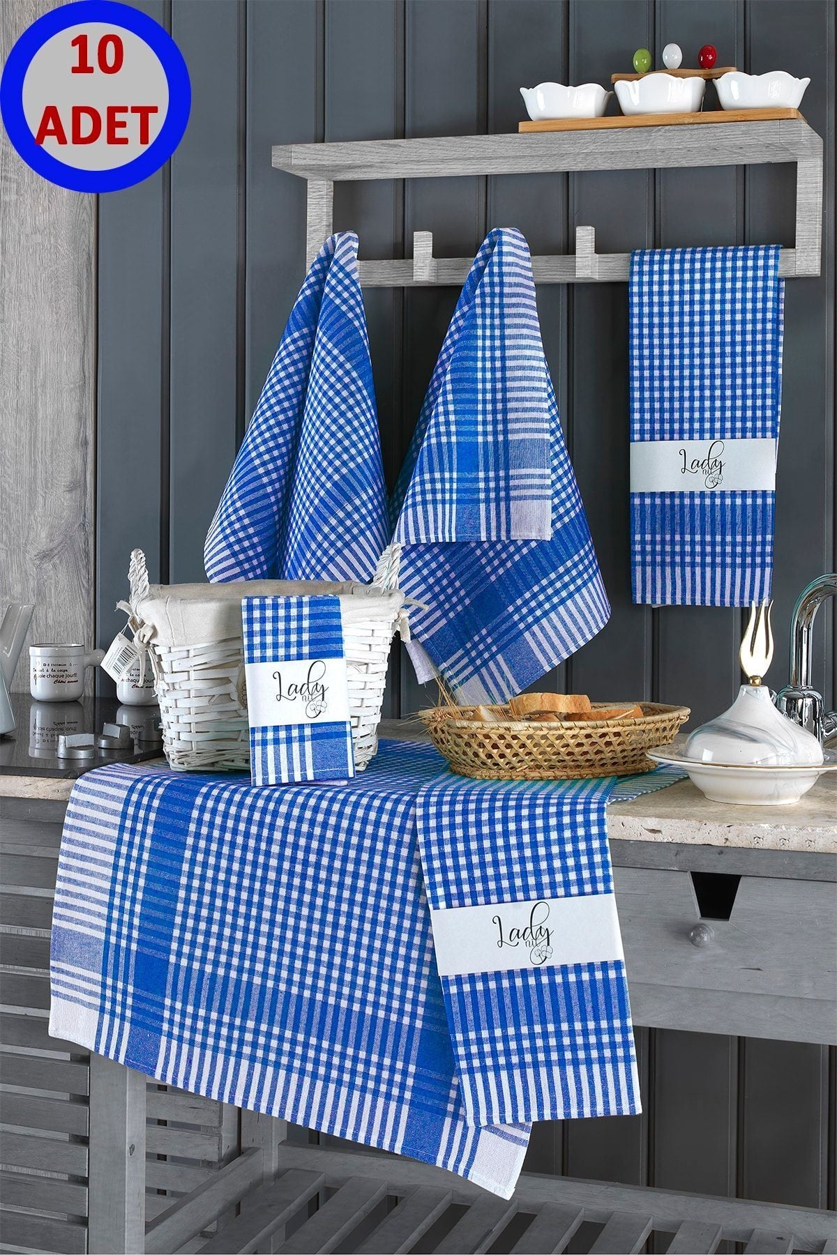 Alman Peçetesi Pötikareli 10 Adet Mavi 45x65