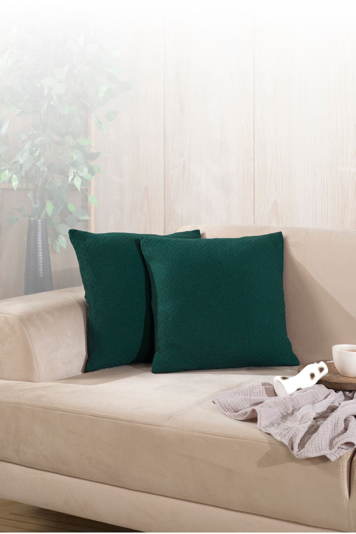 Bohem 2'li Kırlent Kılıfı Dekoratif Yastık Kılıfı 45x45 Fermuarlı Gri