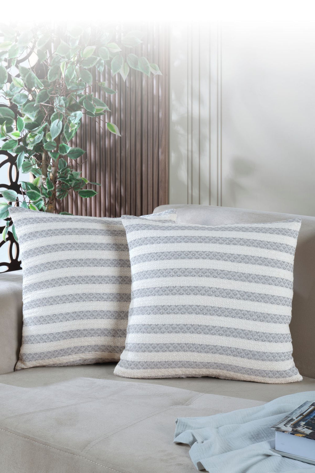 Summer 2'li Kırlent Kılıfı Dekoratif Yastık Kılıfı 45x45 Fermuarlı Yeşil