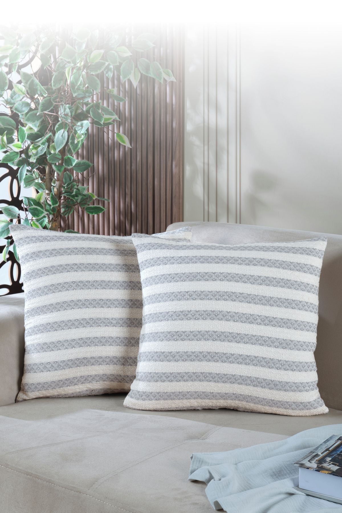 Summer 2'li Kırlent Kılıfı Dekoratif Yastık Kılıfı 45x45 Fermuarlı Yeşil