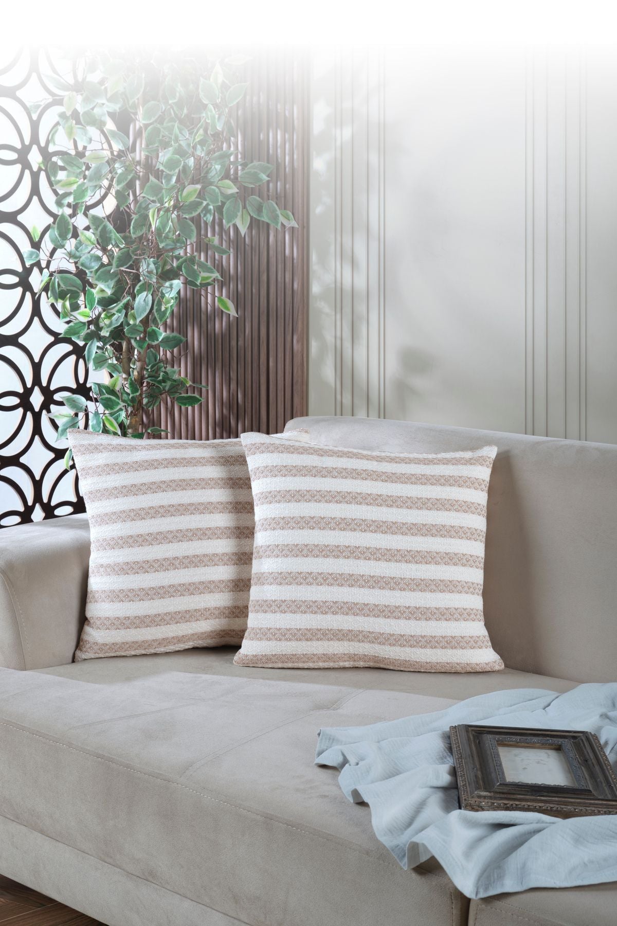 Summer 2'li Kırlent Kılıfı Dekoratif Yastık Kılıfı 45x45 Fermuarlı Yeşil