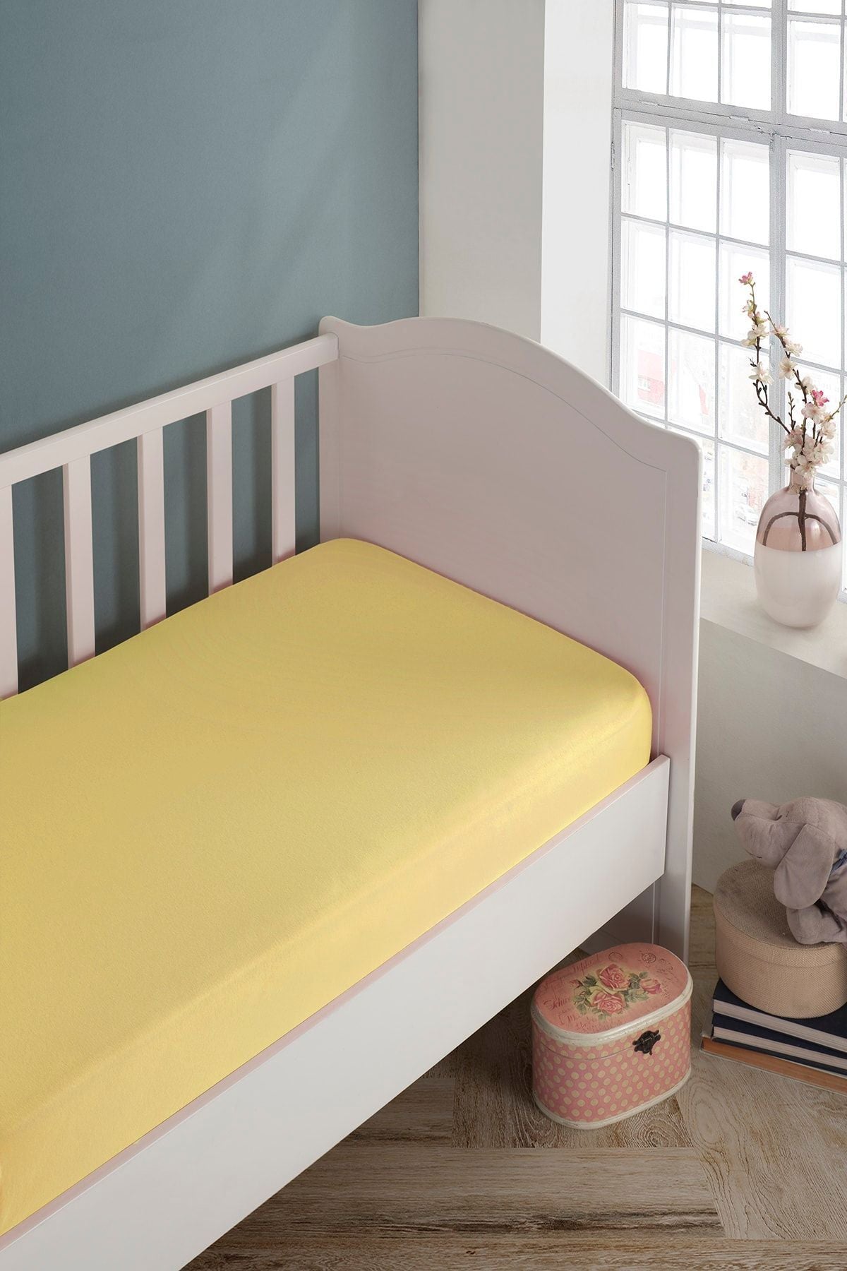 Bebek-çocuk Organik Pamuk Lastikli Penye Çarşaf 60x120 - 70x140 Uyumlu Sarı