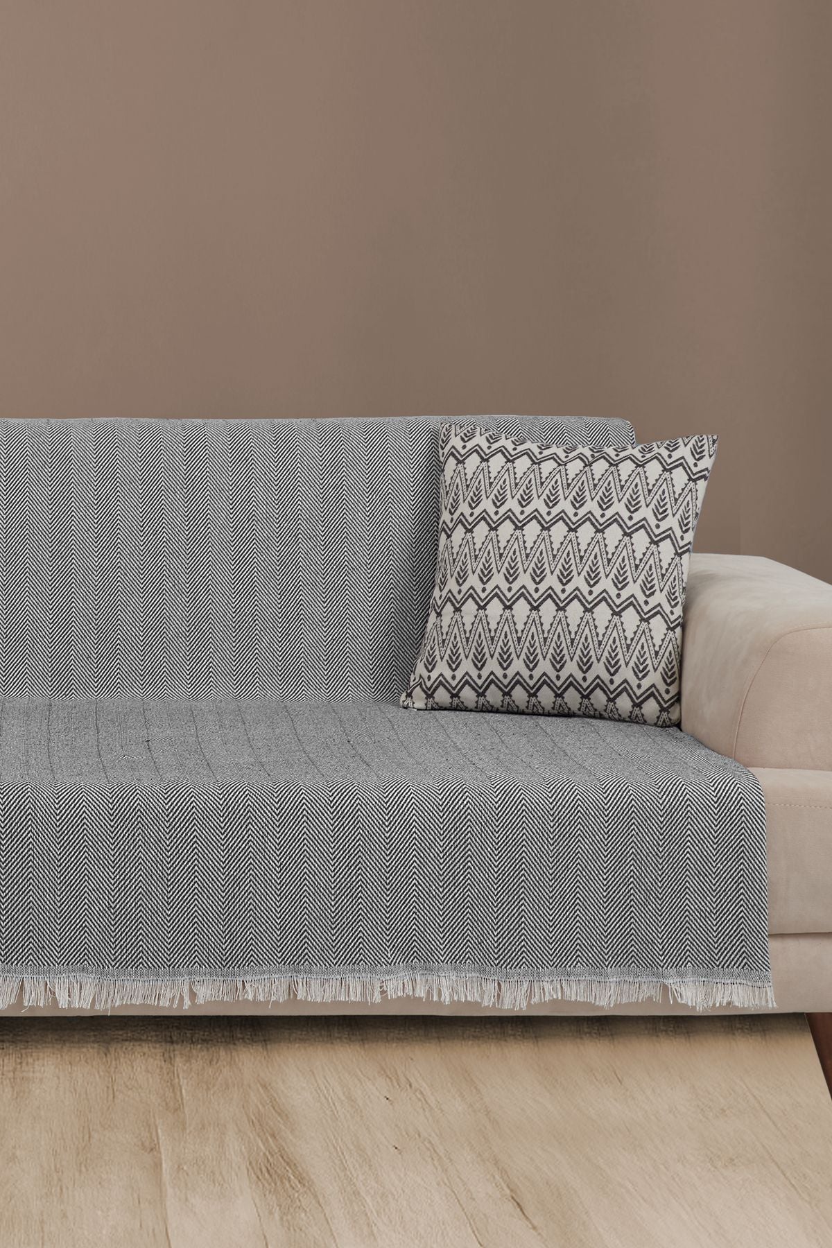 Saçaklı Koltuk Örtüsü | Koltuk Şalı 180x210cm Pamuk Bordo