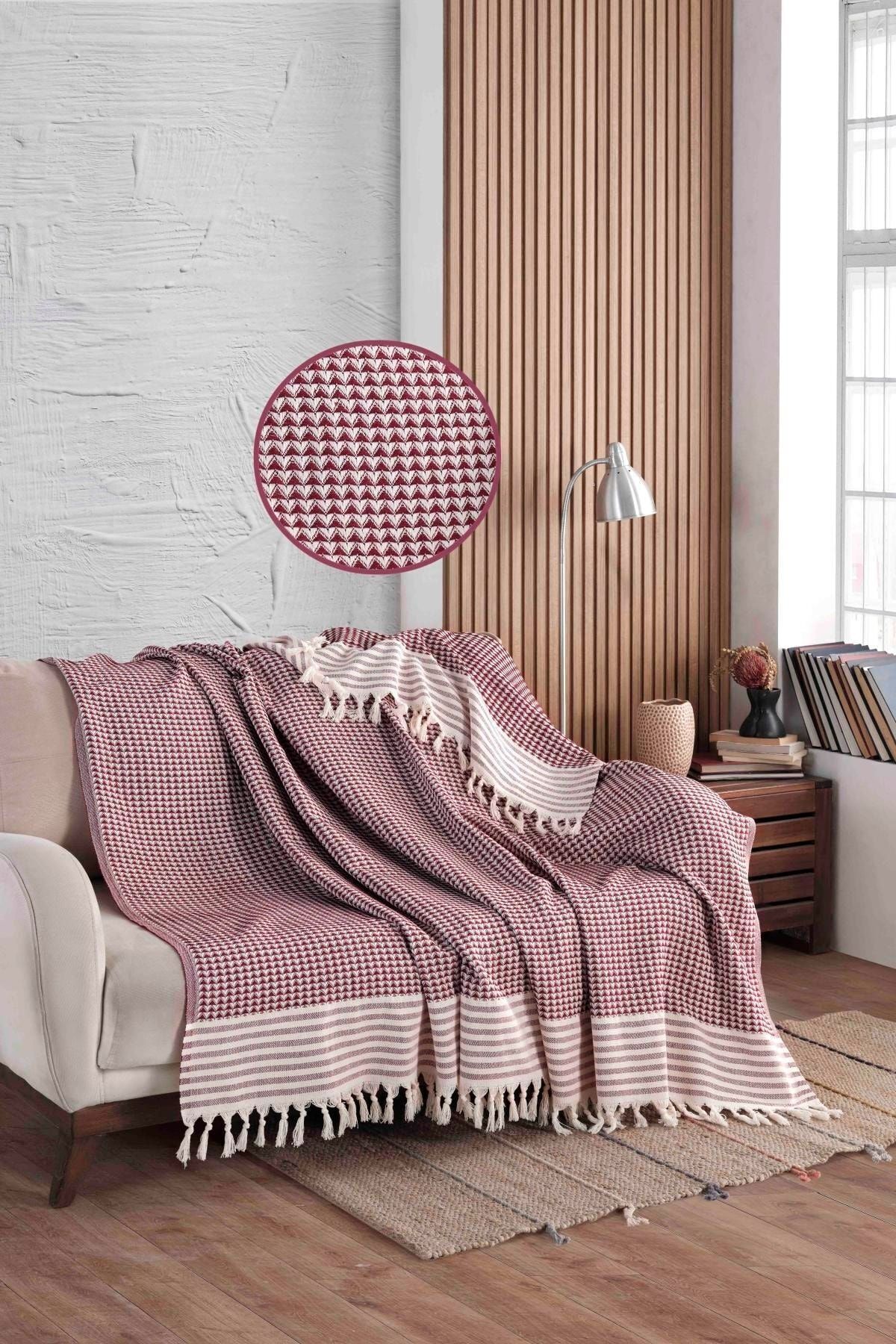 Piramit Siyah Koltuk Örtüsü | Koltuk Şalı 180x210 Pamuk