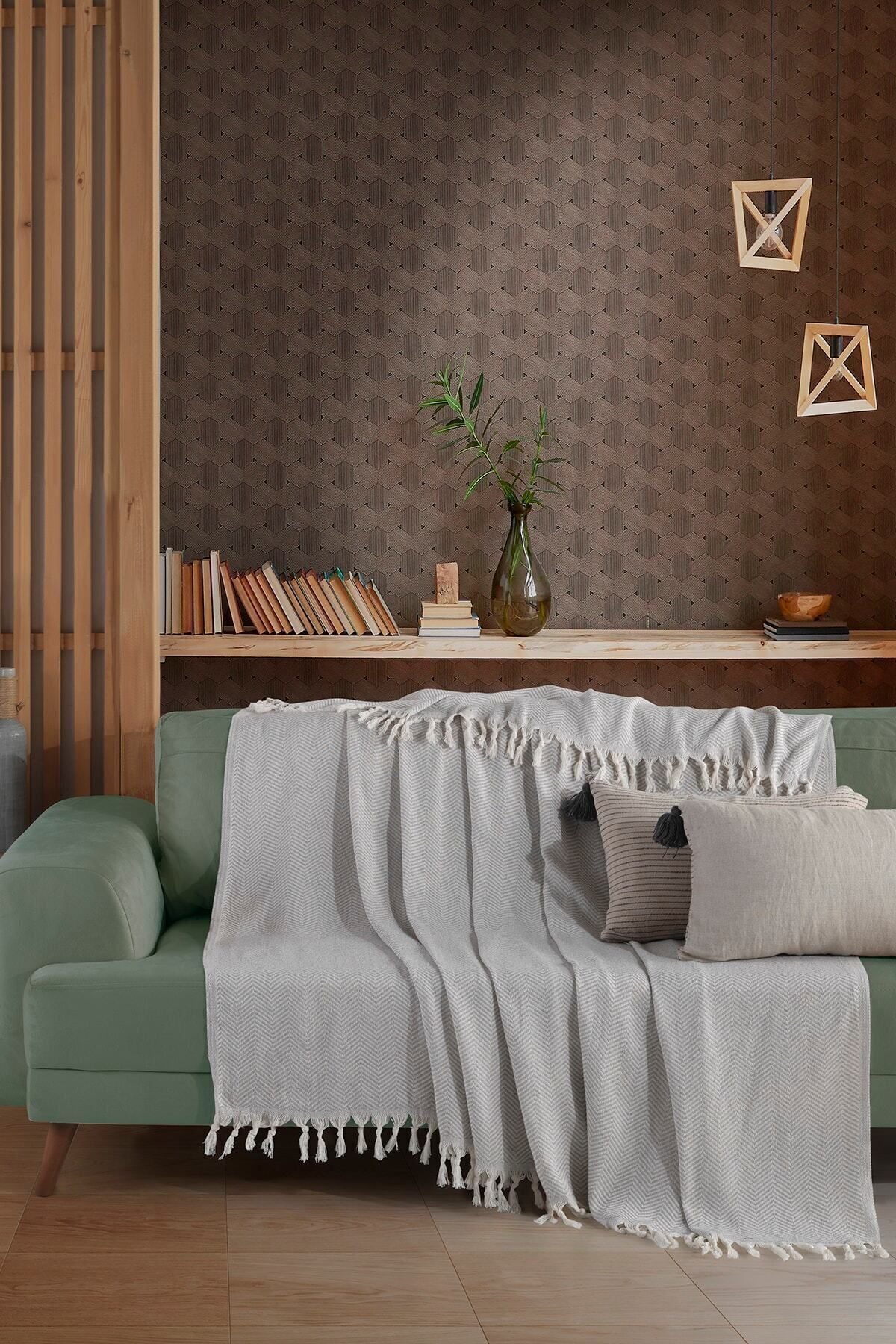 Natural Koltuk Örtüsü Koltuk Şalı 180 x 210 %100 Pamuk Hardal