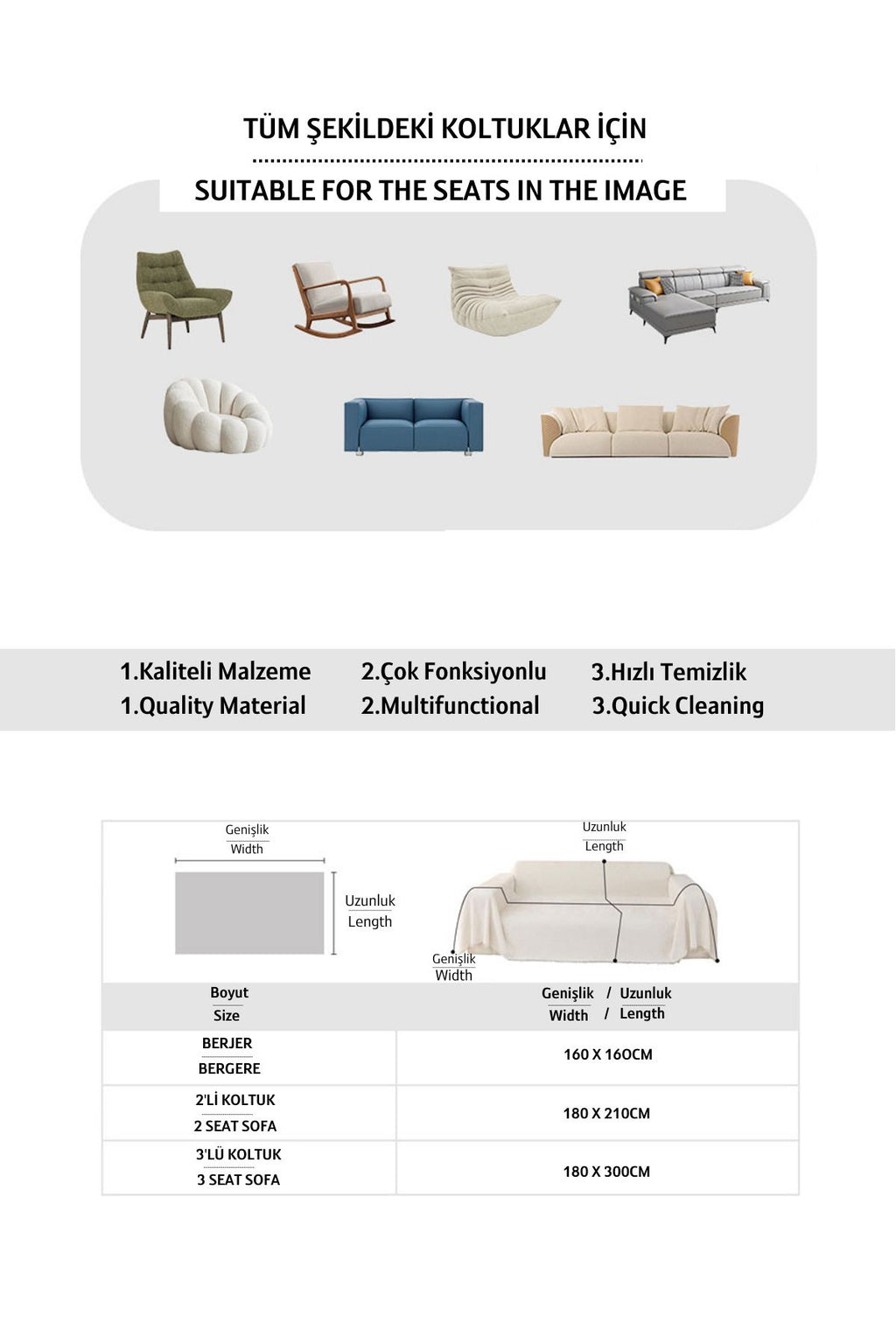 Kazayağı Gri Koltuk Örtüsü Kolları Kaplayan180x300