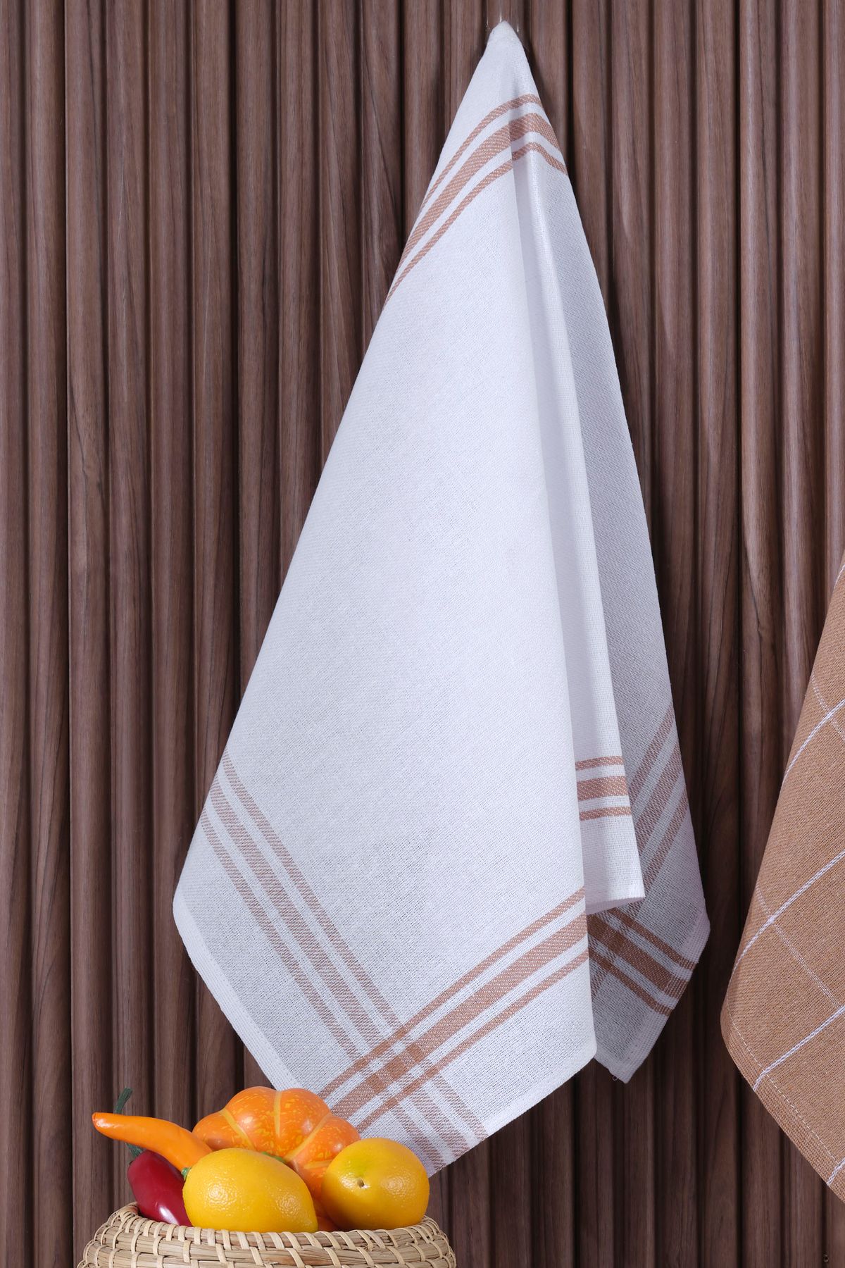 4'lü Mutfak Havlusu Seti & Alman Peçetesi 50x70 Cm % 100 Pamuk Ve Yıkanmış Büyük Kareli