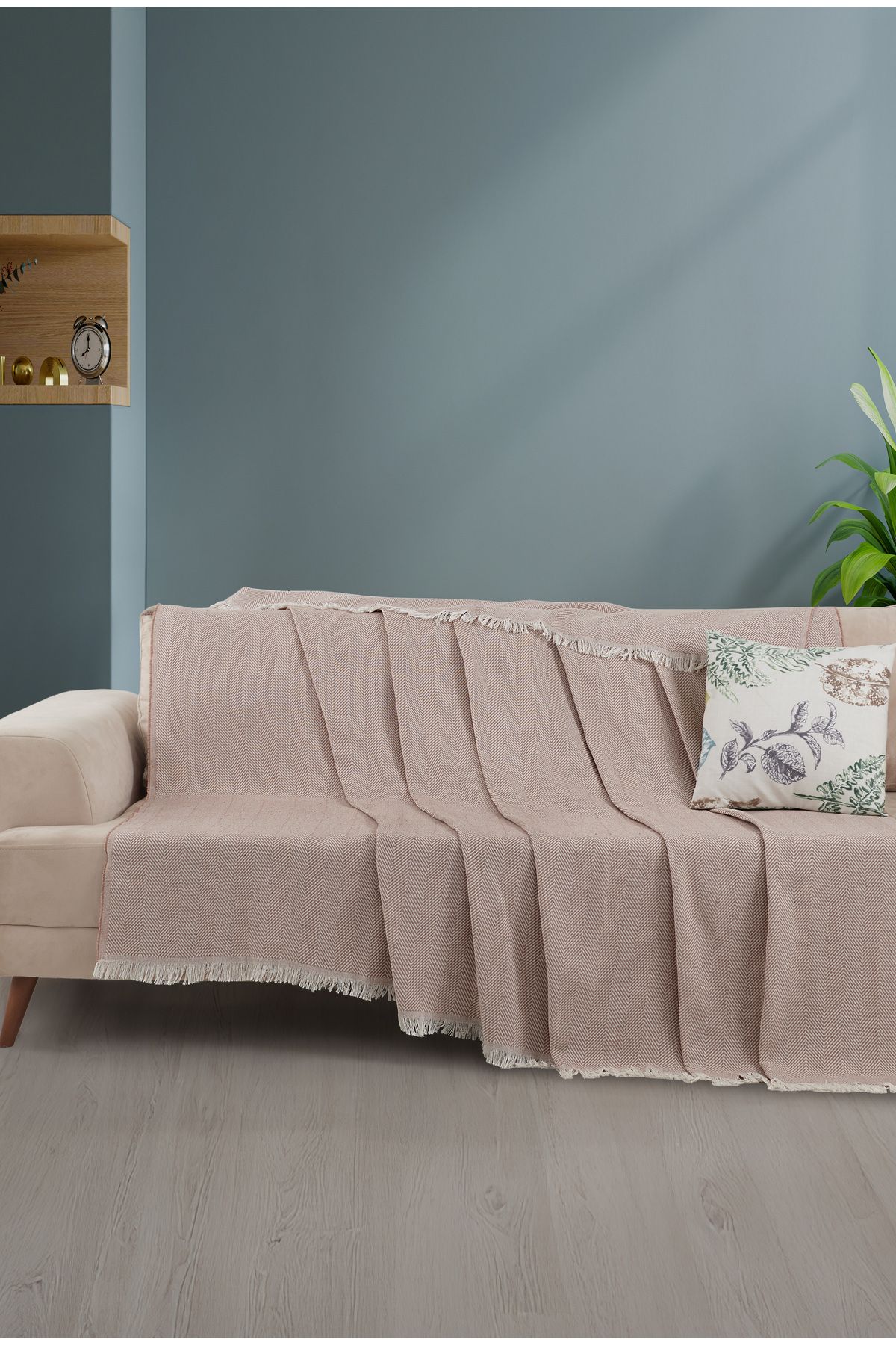 Saçaklı Koltuk Örtüsü | Koltuk Şalı 180x210cm Pamuk Bordo