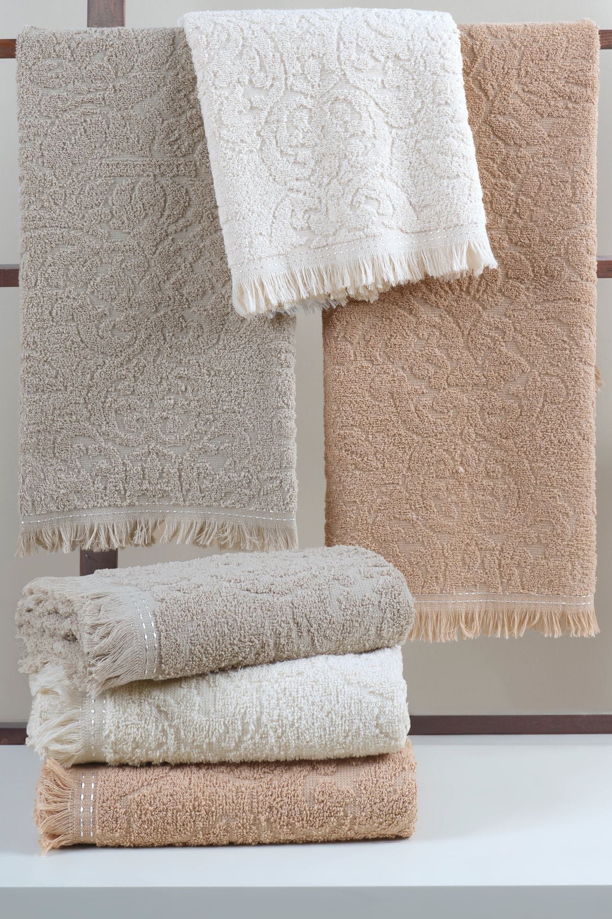 %100 Pamuk 3'lü Saçaklı Havlu - Çeyizlik Havlu Seti | Yüksek Emicilik & Lüks Konfor