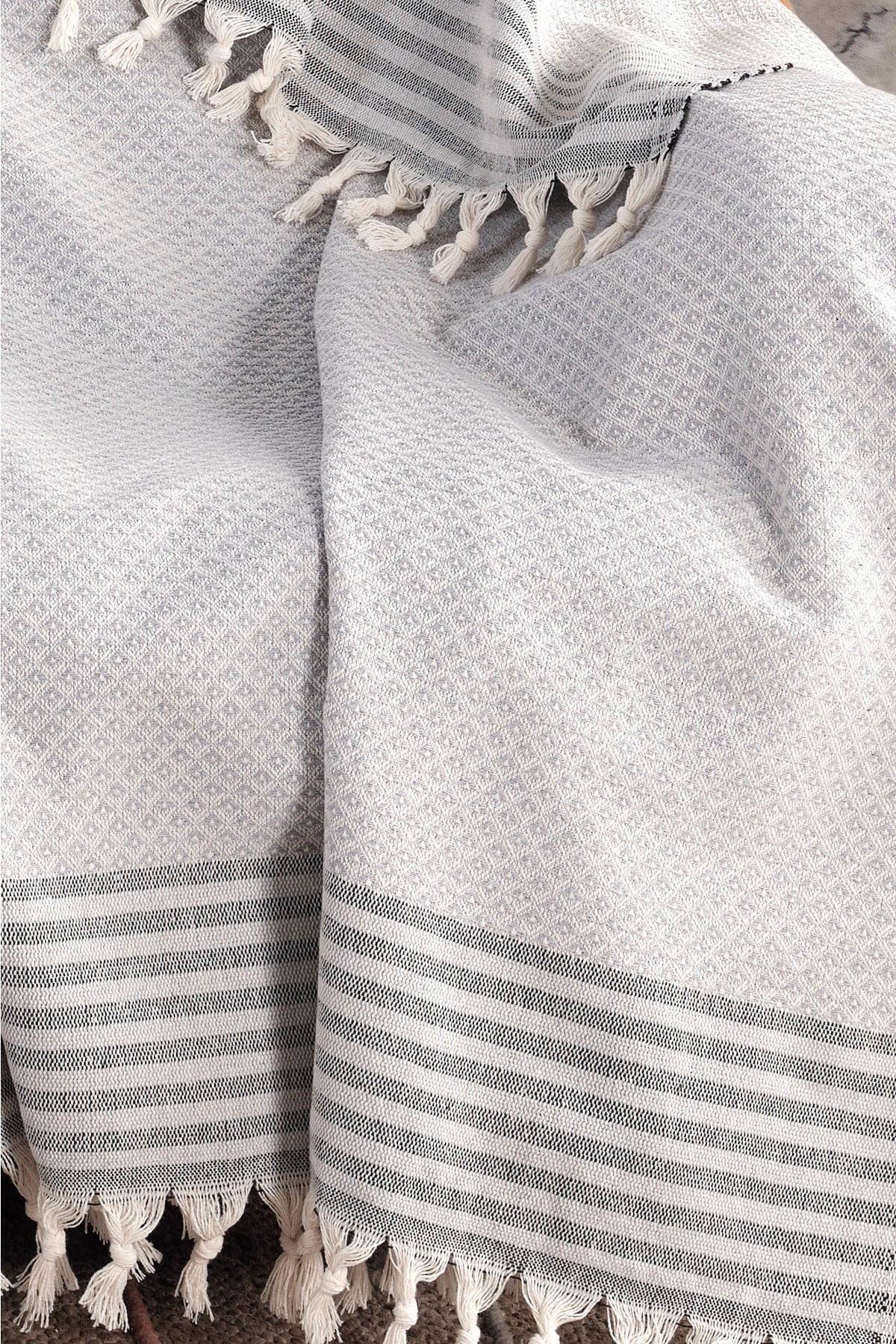 Yıldız Bordürlü Yeşil Koltuk Örtüsü | Koltuk Şalı 180x210 Pamuk