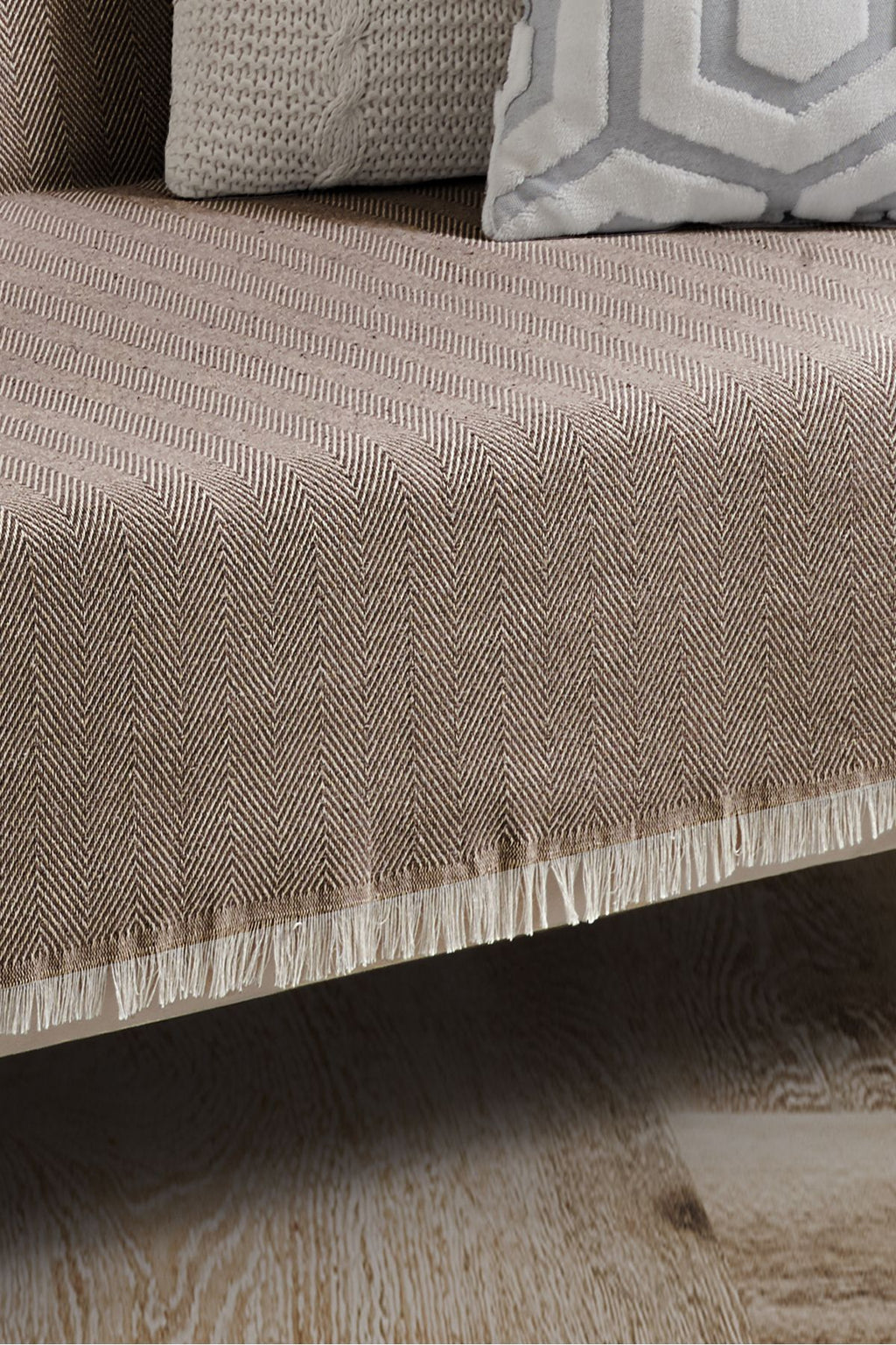 Saçaklı Koltuk Örtüsü %100 Pamuk | Koltuk Şalı 180x300 Cm Antrasit