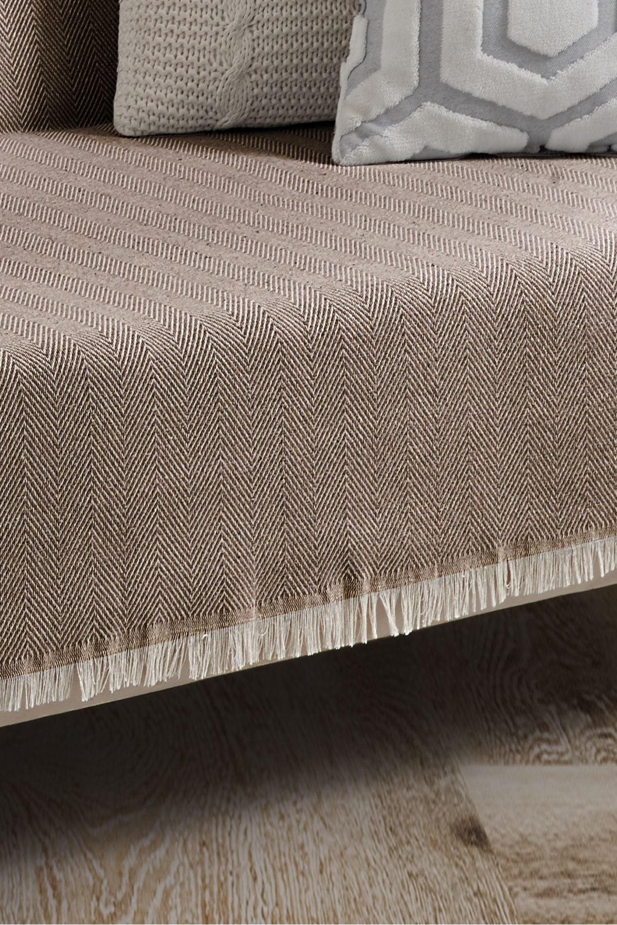 Saçaklı Koltuk Örtüsü %100 Pamuk | Koltuk Şalı 180x300 Cm Antrasit