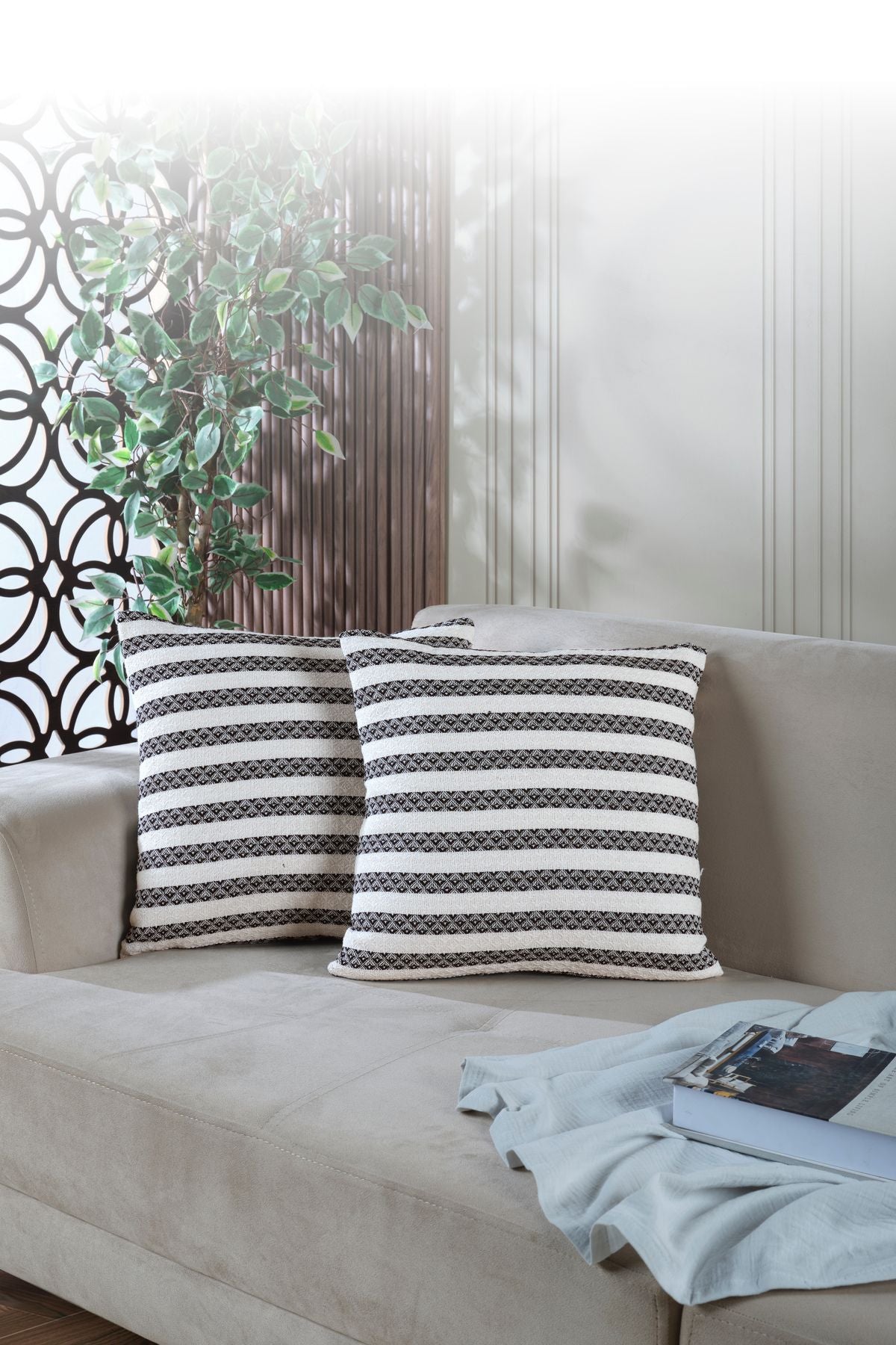 Summer 2'li Kırlent Kılıfı Dekoratif Yastık Kılıfı 45x45 Fermuarlı Yeşil