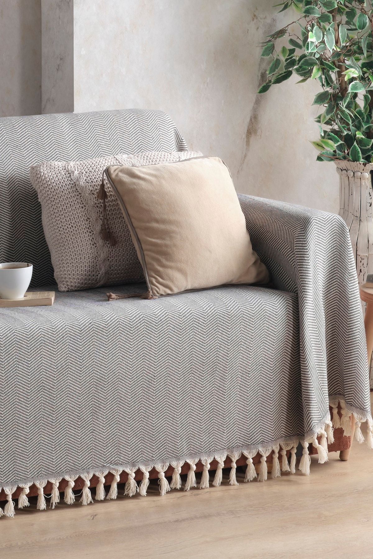 Naturel Koltuk Örtüsü Kolları Kaplayan Bordo 180x300