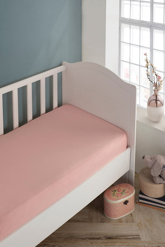 Bebek-çocuk Organik Pamuk Lastikli Penye Çarşaf 60x120 - 70x140 Uyumlu Somon