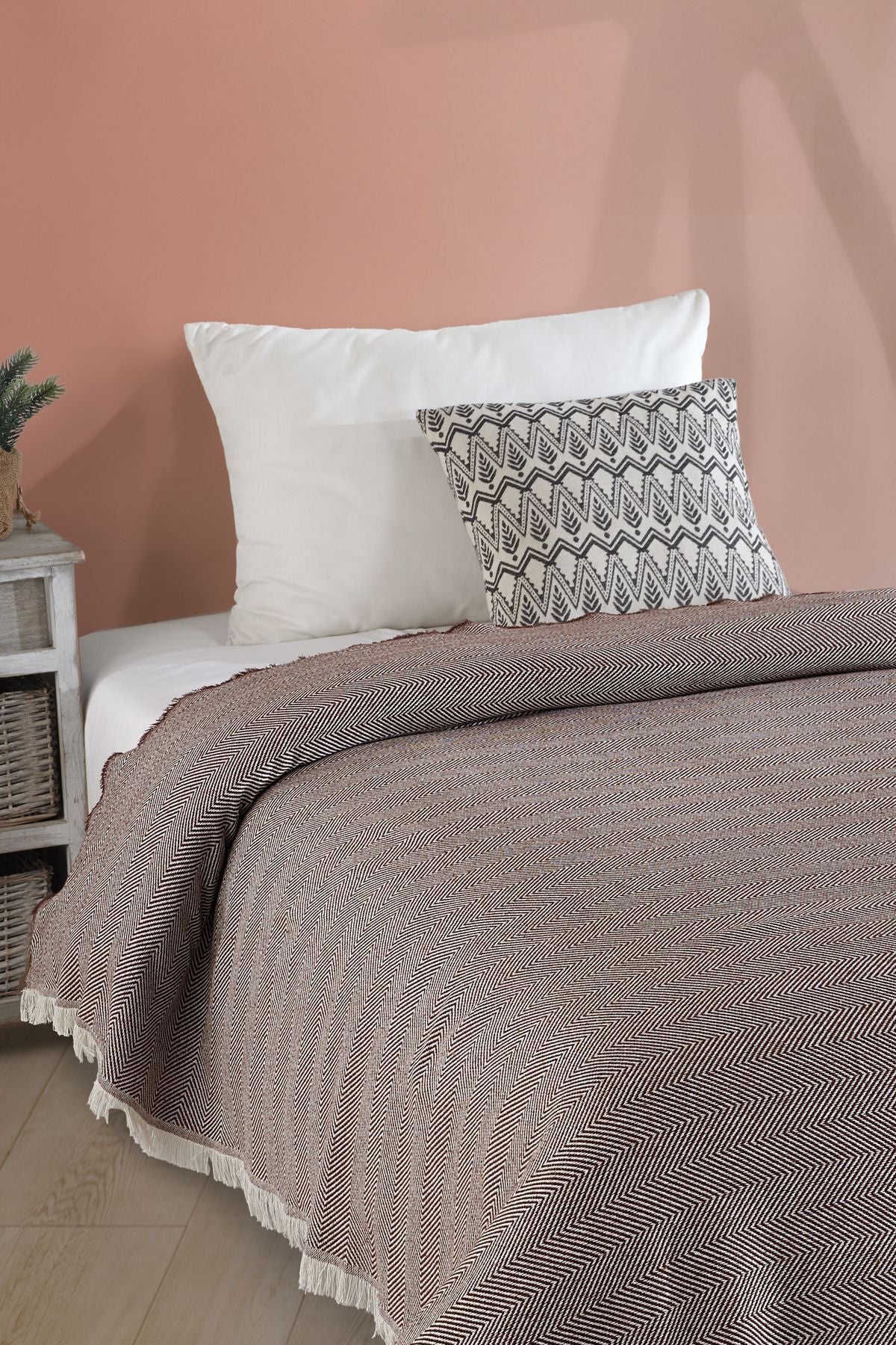 Natural Tek Kişilik Yatak Örtüsü 180x210 Cm Bordo