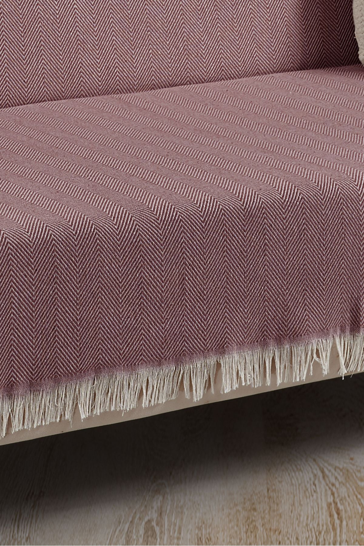 Saçaklı Koltuk Örtüsü %100 Pamuk | Koltuk Şalı 180x300 Cm Antrasit