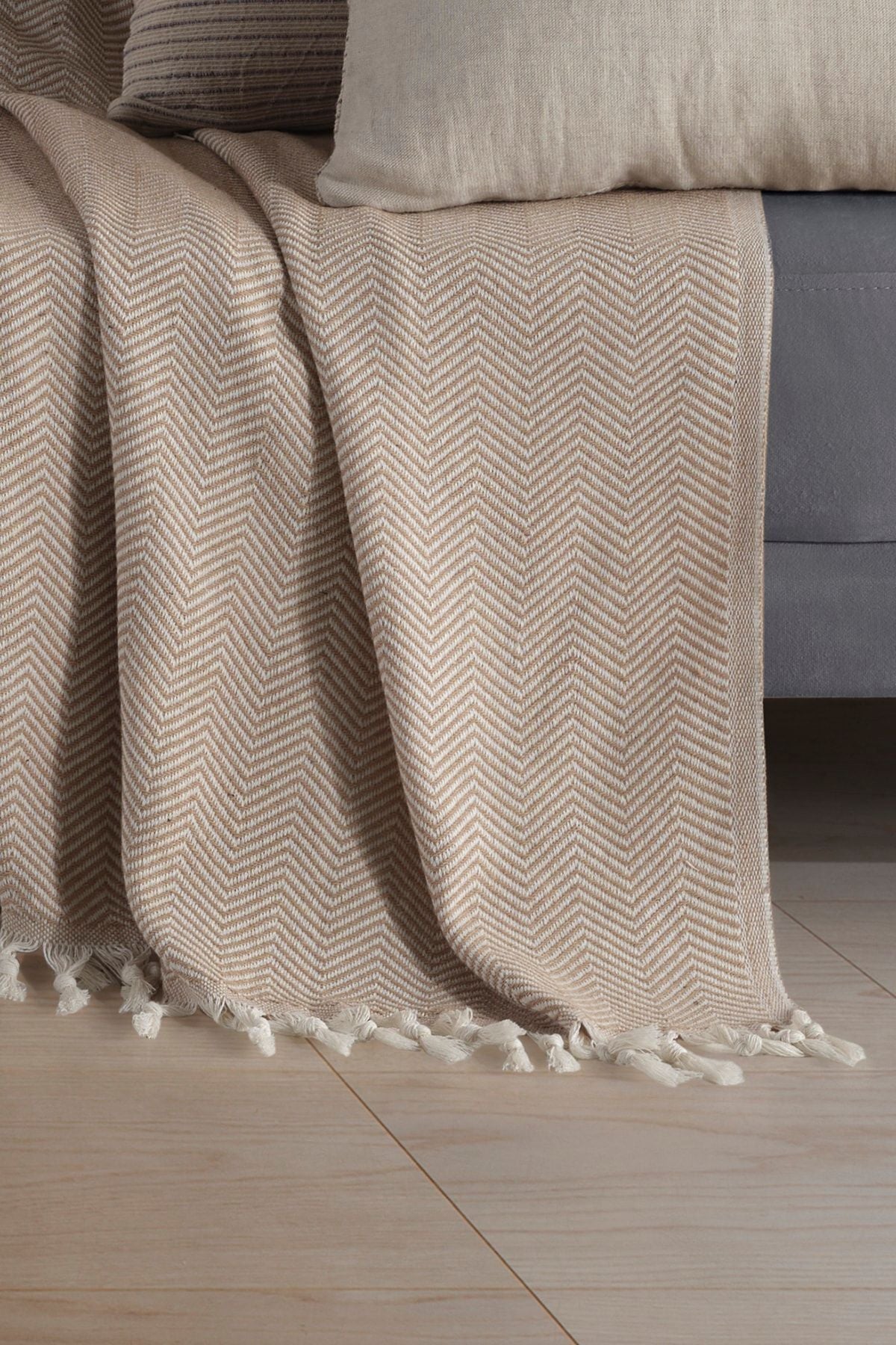 Natural Koltuk Örtüsü Koltuk Şalı 180 x 210 %100 Pamuk Hardal