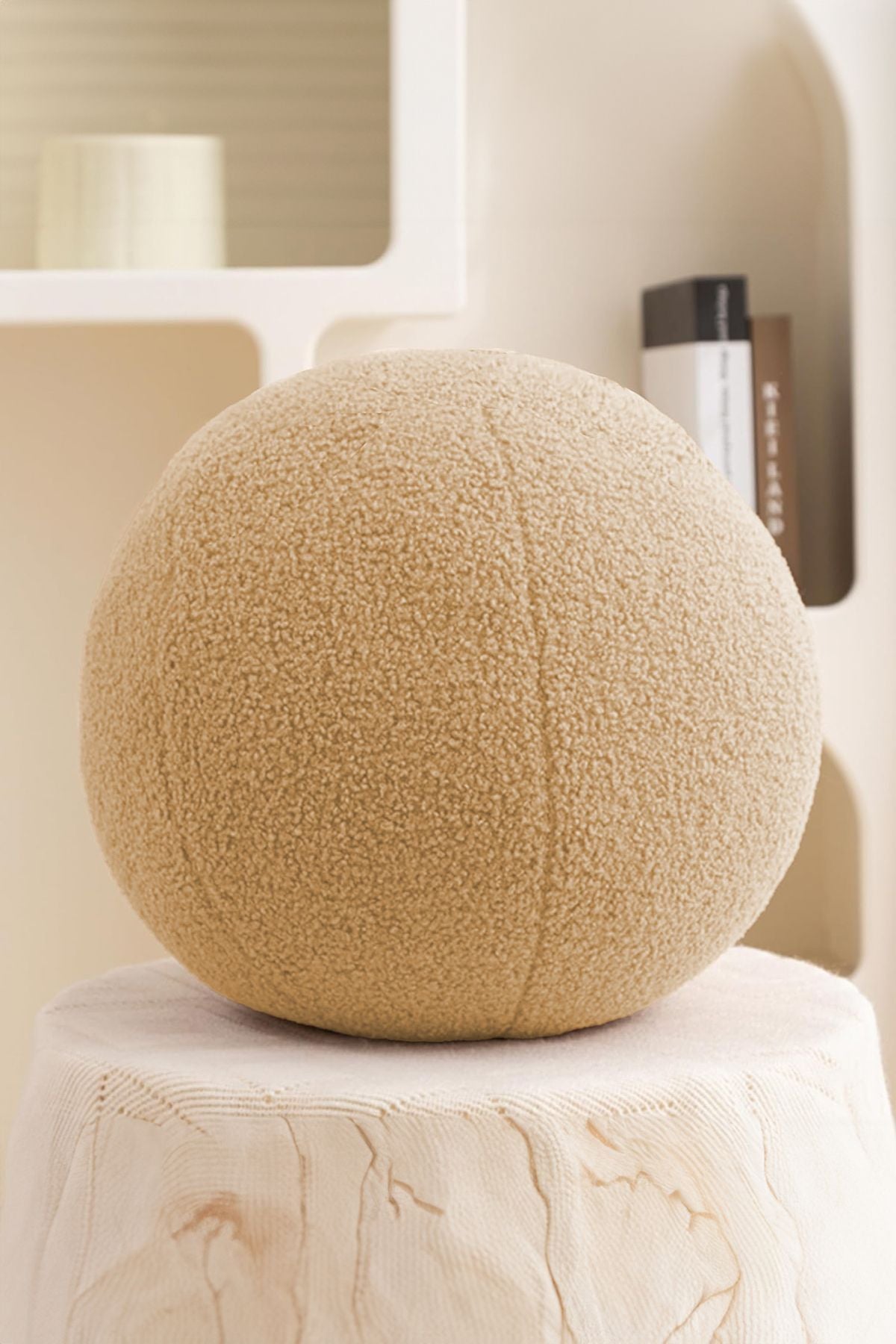 Top Kırlent Yastık - 35 cm Peluş | Teddy | Dekoratif | Şık Tasarım | Yumuşak