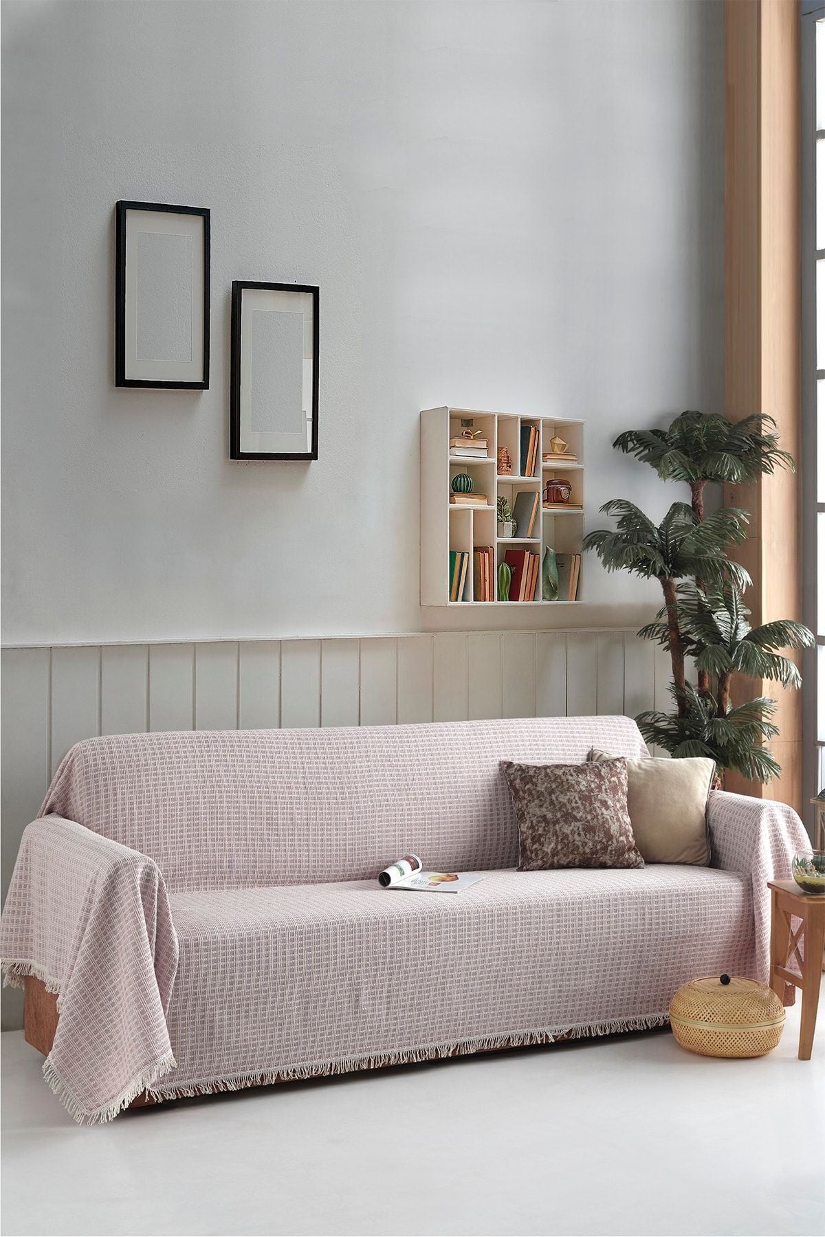 Büyük Koltuk Örtüsü Yaren Kolları Kaplayan Kahve 180x310