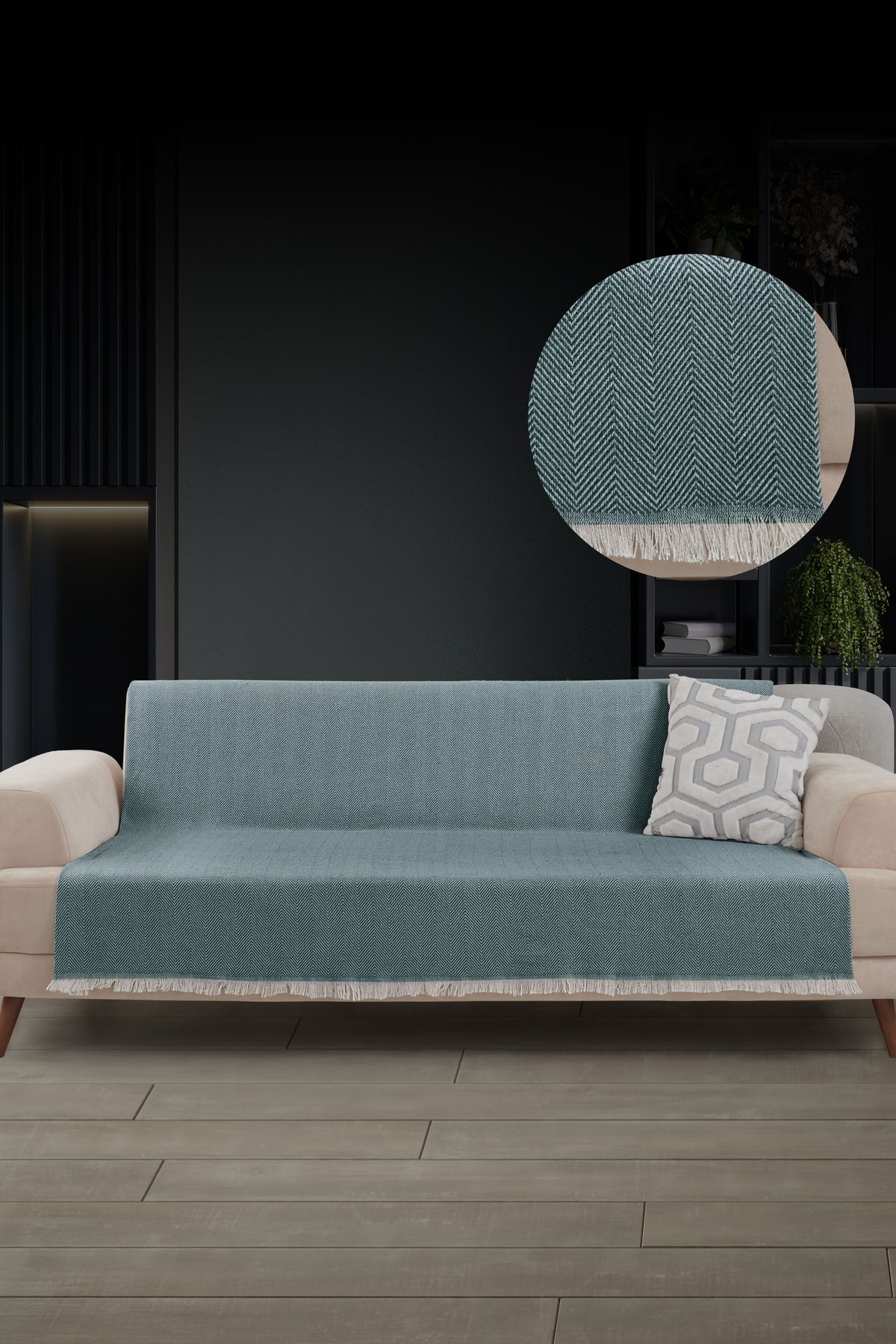 Saçaklı Koltuk Örtüsü | Koltuk Şalı 180x210cm Pamuk Bordo