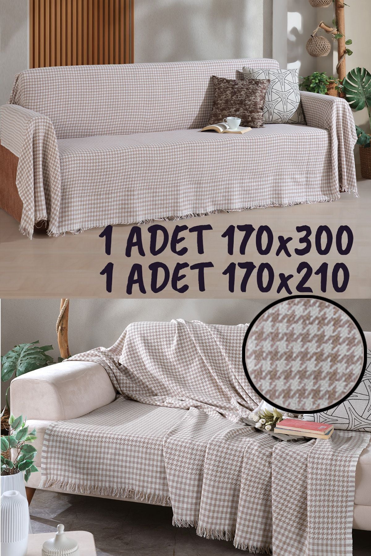 Kazayağı Koltuk Örtüsü Takımı Gri-1 Adet 170x300 1 Adet 170x210