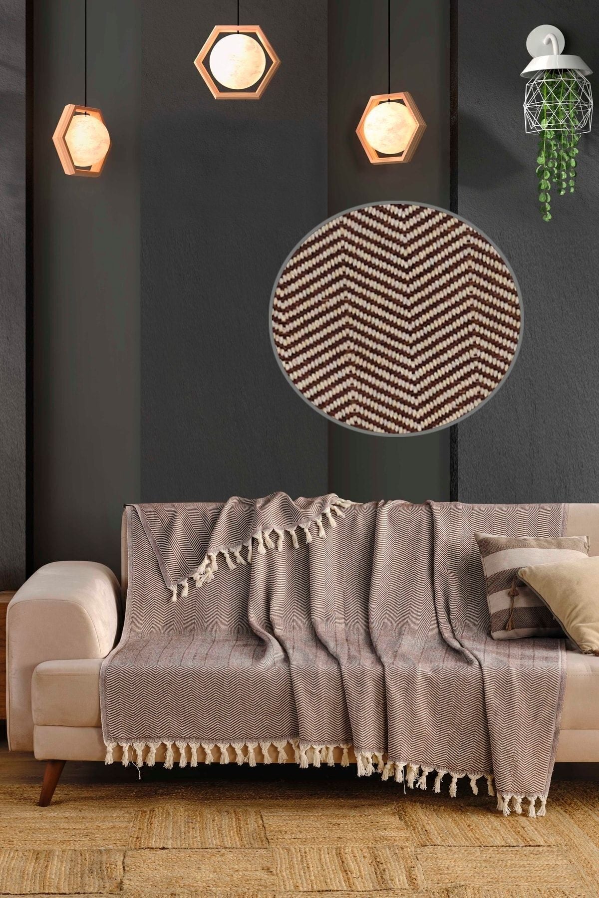 Natural Koltuk Örtüsü Koltuk Şalı 180 x 210 %100 Pamuk Hardal