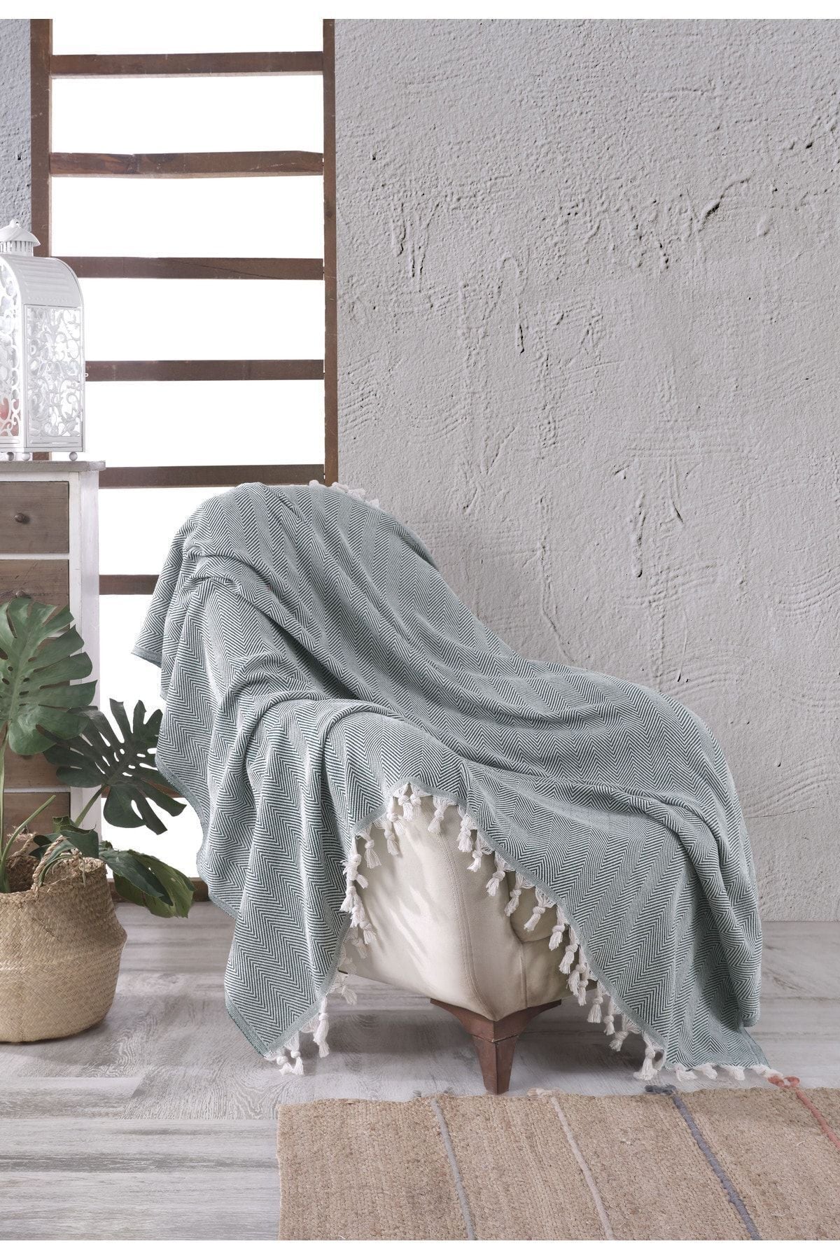 NATURAL BERJER KOLTUK ÖRTÜSÜ TEKLİ KOLTUK PETROL MAVİSİ 160x160