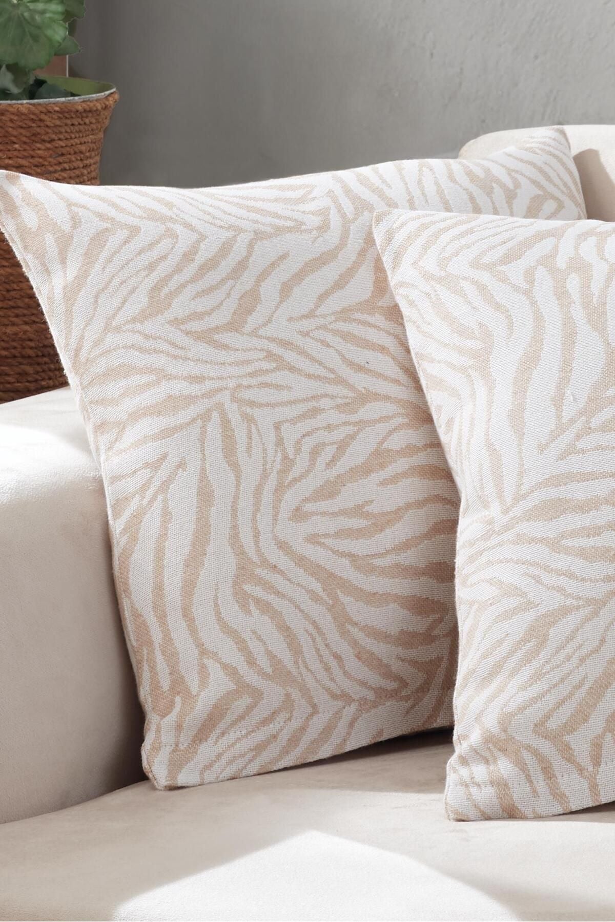 Zebra 2'li Kırlent Kılıfı 45x45 Fermuarlı Antrasit