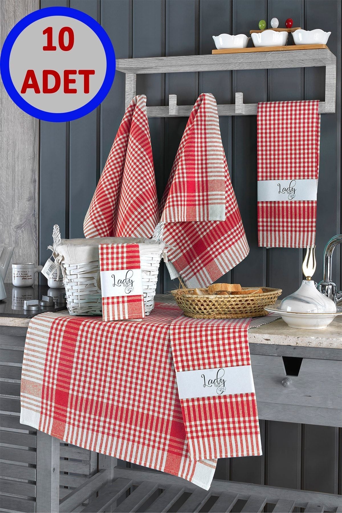 Alman Peçetesi Pötikareli 10 Adet Mavi 45x65