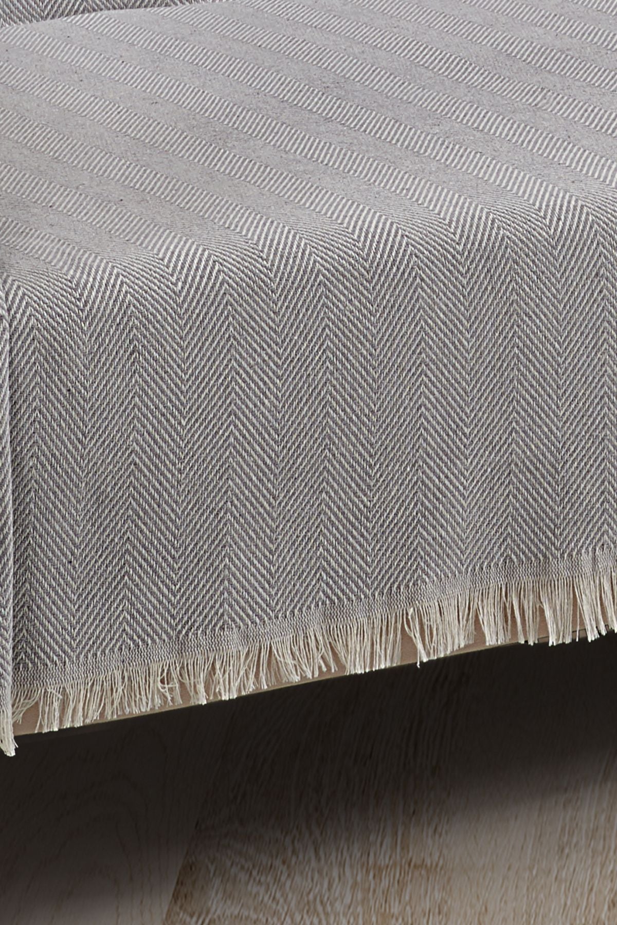 Saçaklı Koltuk Örtüsü %100 Pamuk | Koltuk Şalı 180x300 Cm Antrasit