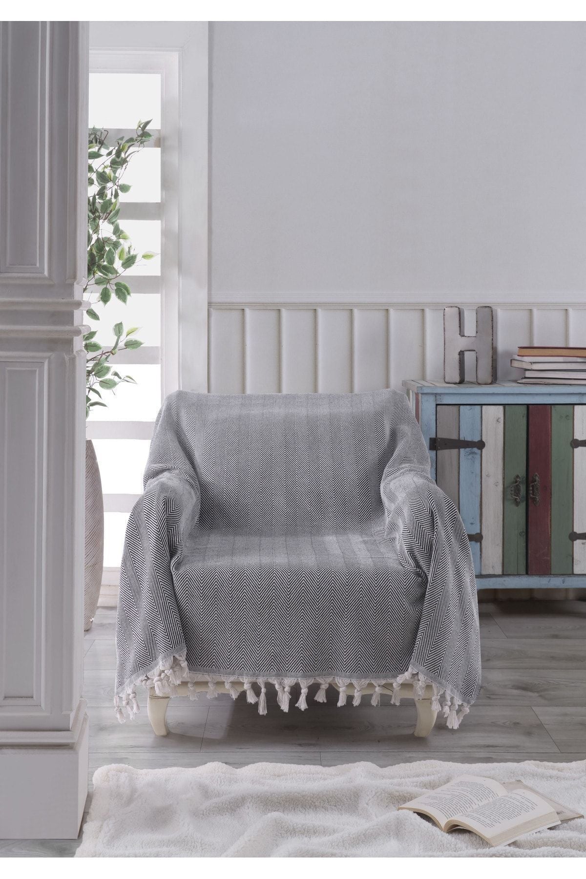 NATURAL BERJER KOLTUK ÖRTÜSÜ TEKLİ KOLTUK PETROL MAVİSİ 160x160