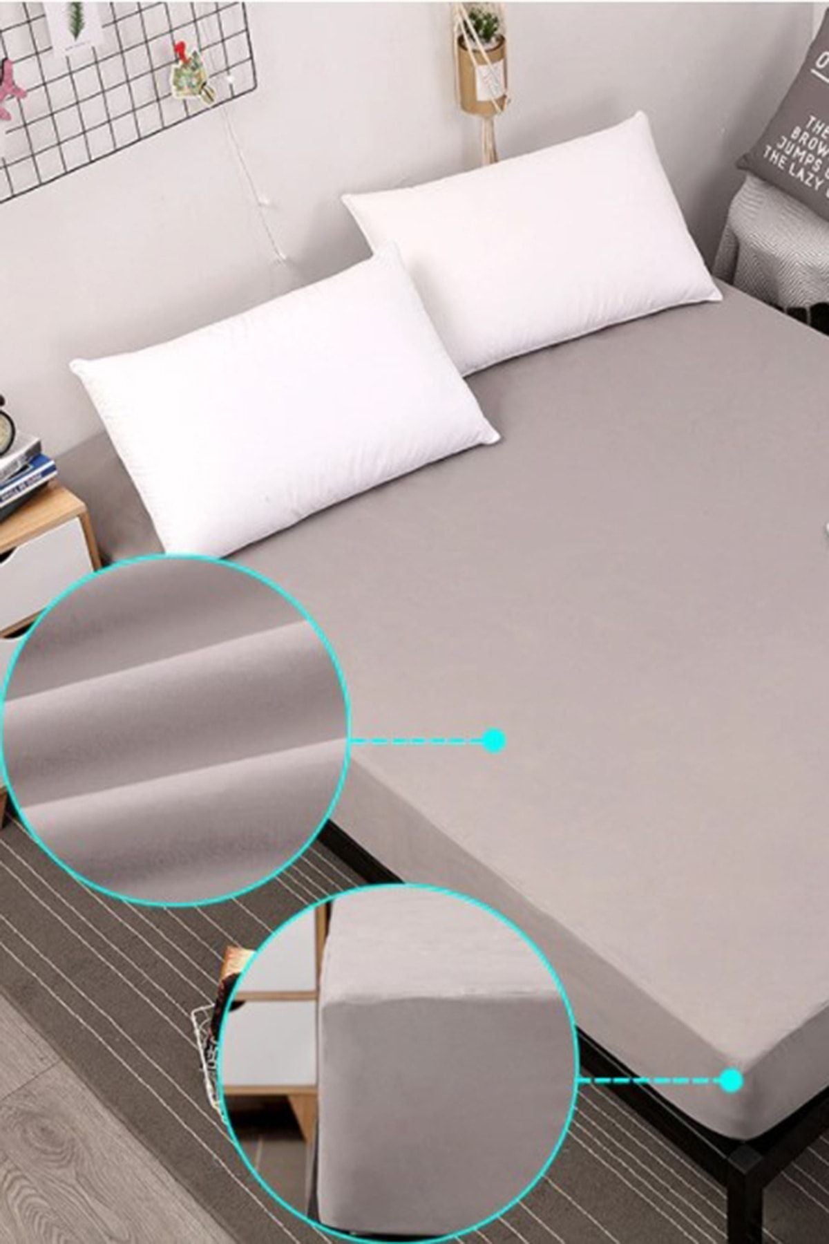 180x200 Çift Kişilik Battal Boy Lastikli Penye Çarşaf %100 Pamuk Su Yeşili