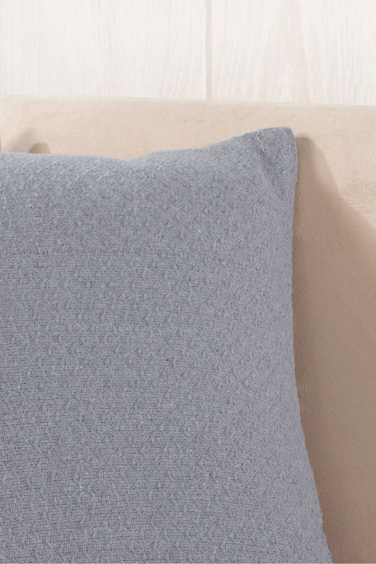 Bohem 2'li Kırlent Kılıfı Dekoratif Yastık Kılıfı 45x45 Fermuarlı Gri