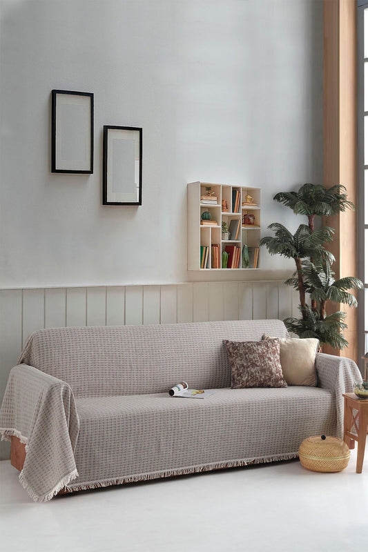 Büyük Koltuk Örtüsü Yaren Kolları Kaplayan Kahve 180x310