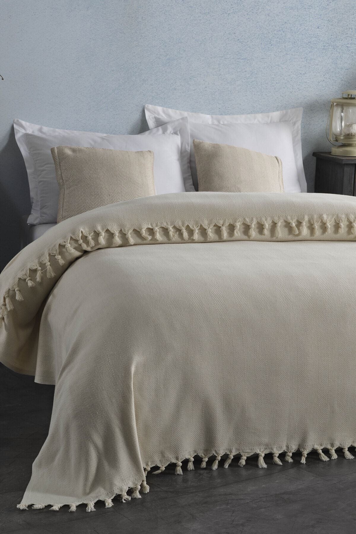 Çift Kişilik Natural Yatak Örtüsü Pike 210x240 Hardal