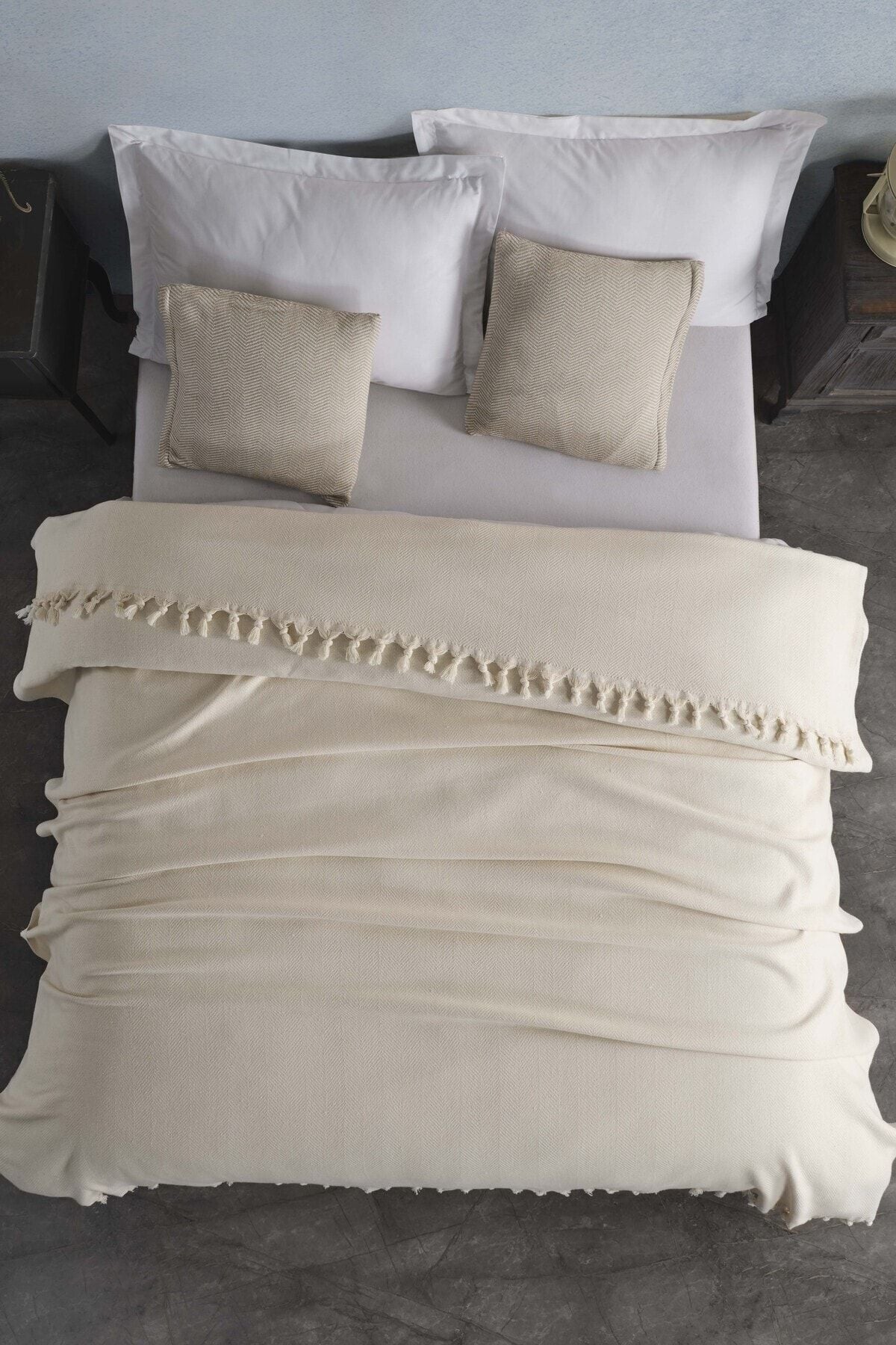 Çift Kişilik Natural Yatak Örtüsü Pike 210x240 Hardal