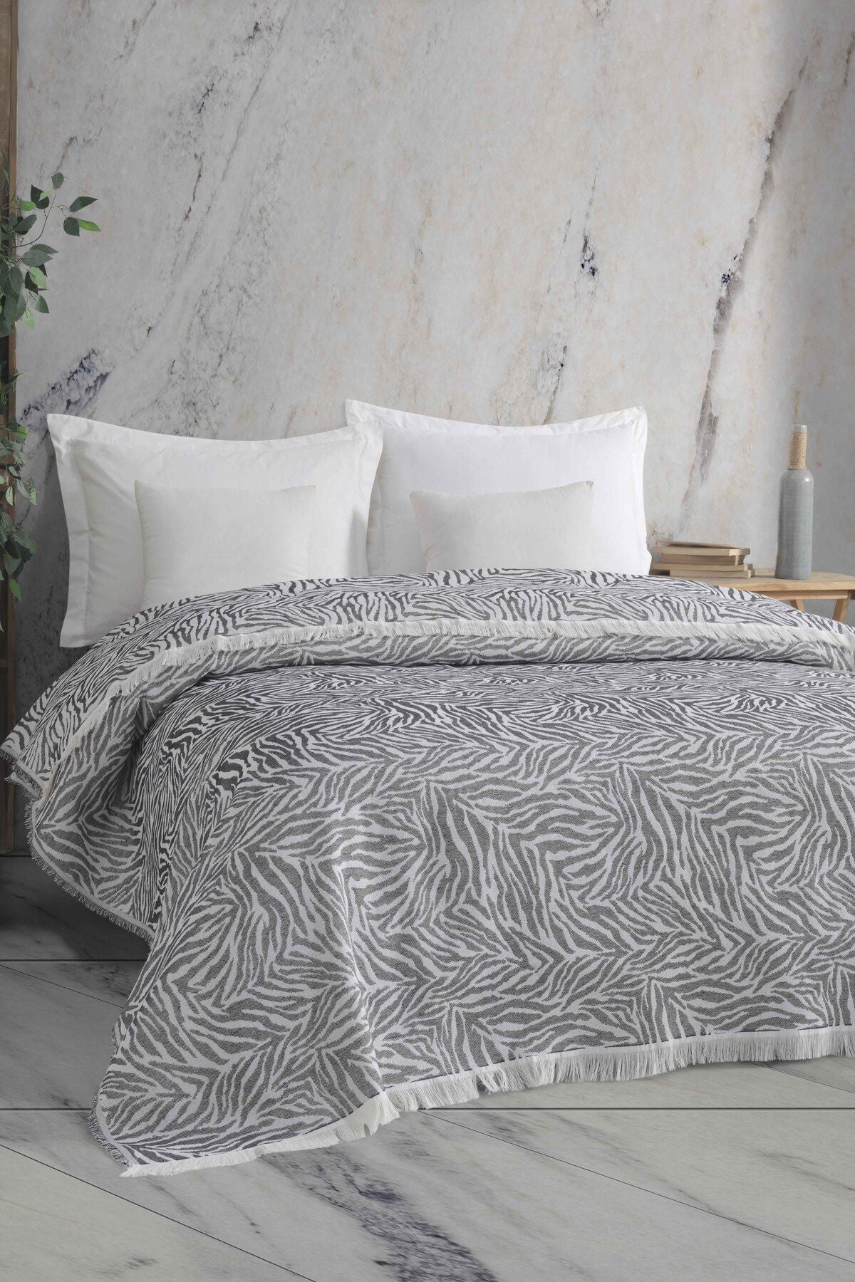 ZEBRA 210x240 ÇİFT KİŞİLİK YATAK ÖRTÜSÜ ANTRASİT
