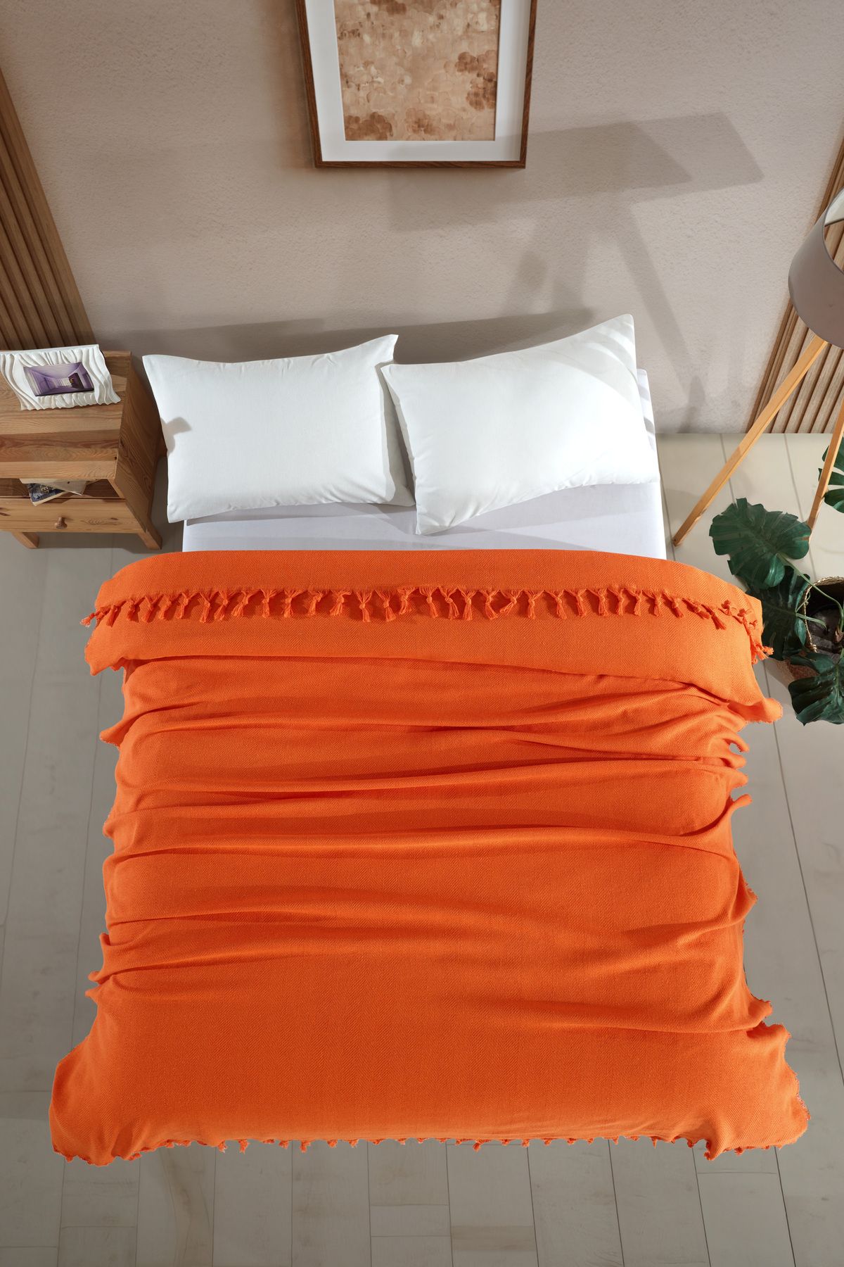 Çift Kişilik Natural Yatak Örtüsü Pike 210x240 Hardal